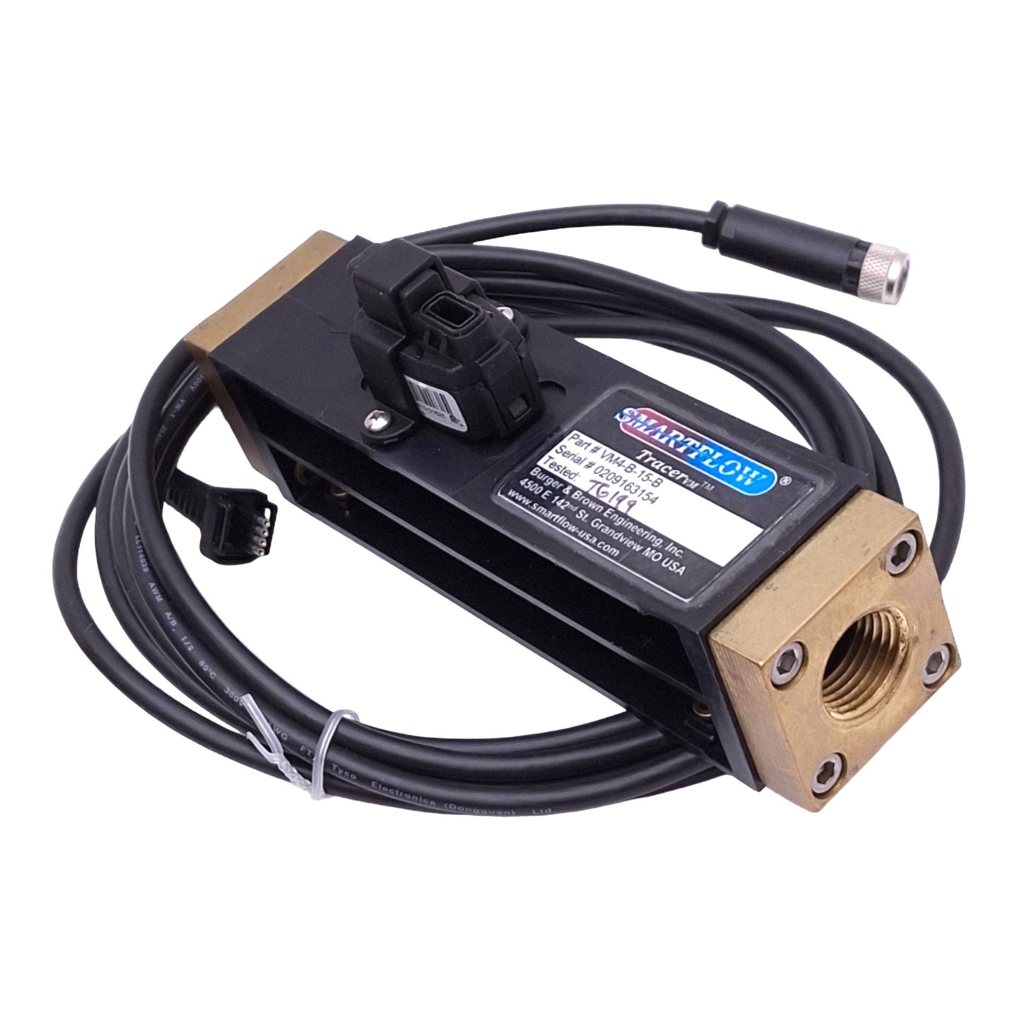 Used SmartFlow VM4-B-15-B TracerVM Flowmeter, 1/2in NPT, 15L/m Max, 0.5-3.5VDC Out