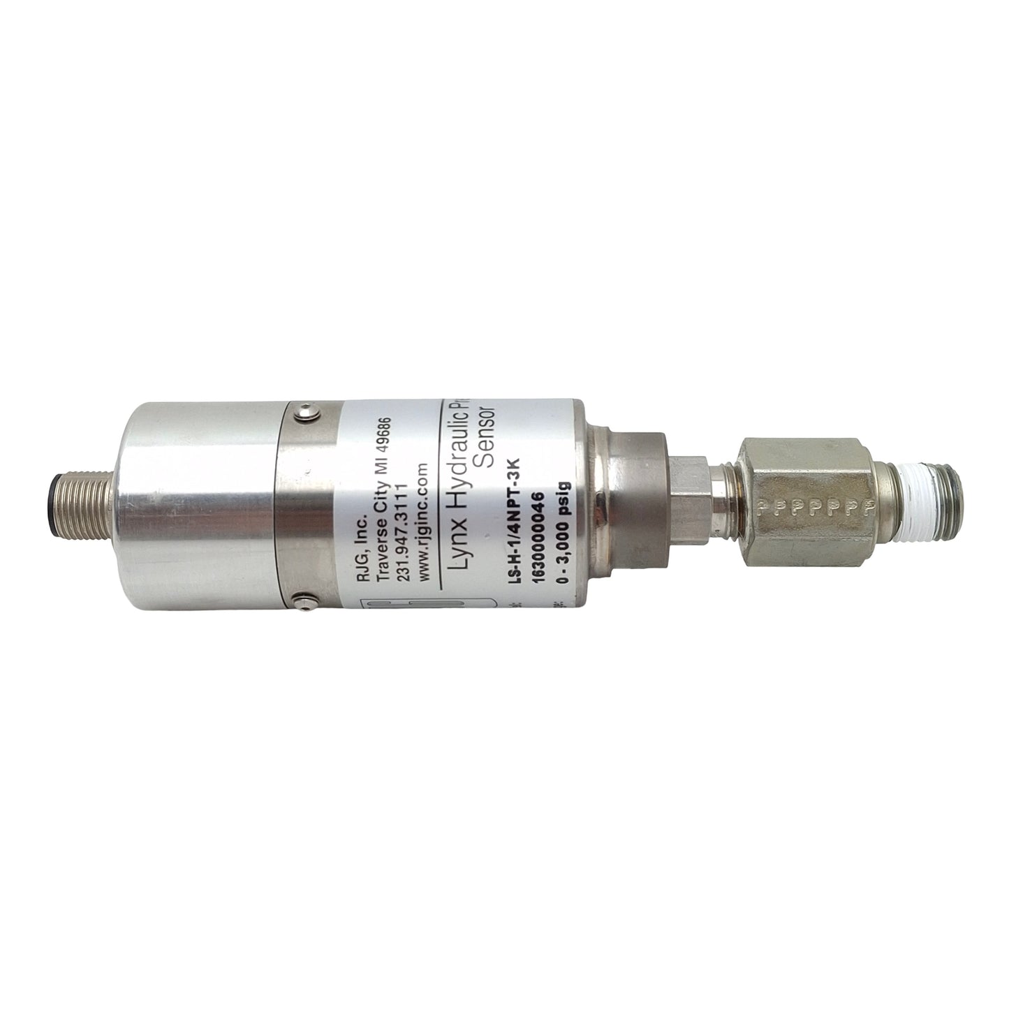 Used RJG LS-H-1/4NPT-3K Lynx Hydraulic Pressure Sensor, 0-3000psig, 1/4in NPT, 4P M12