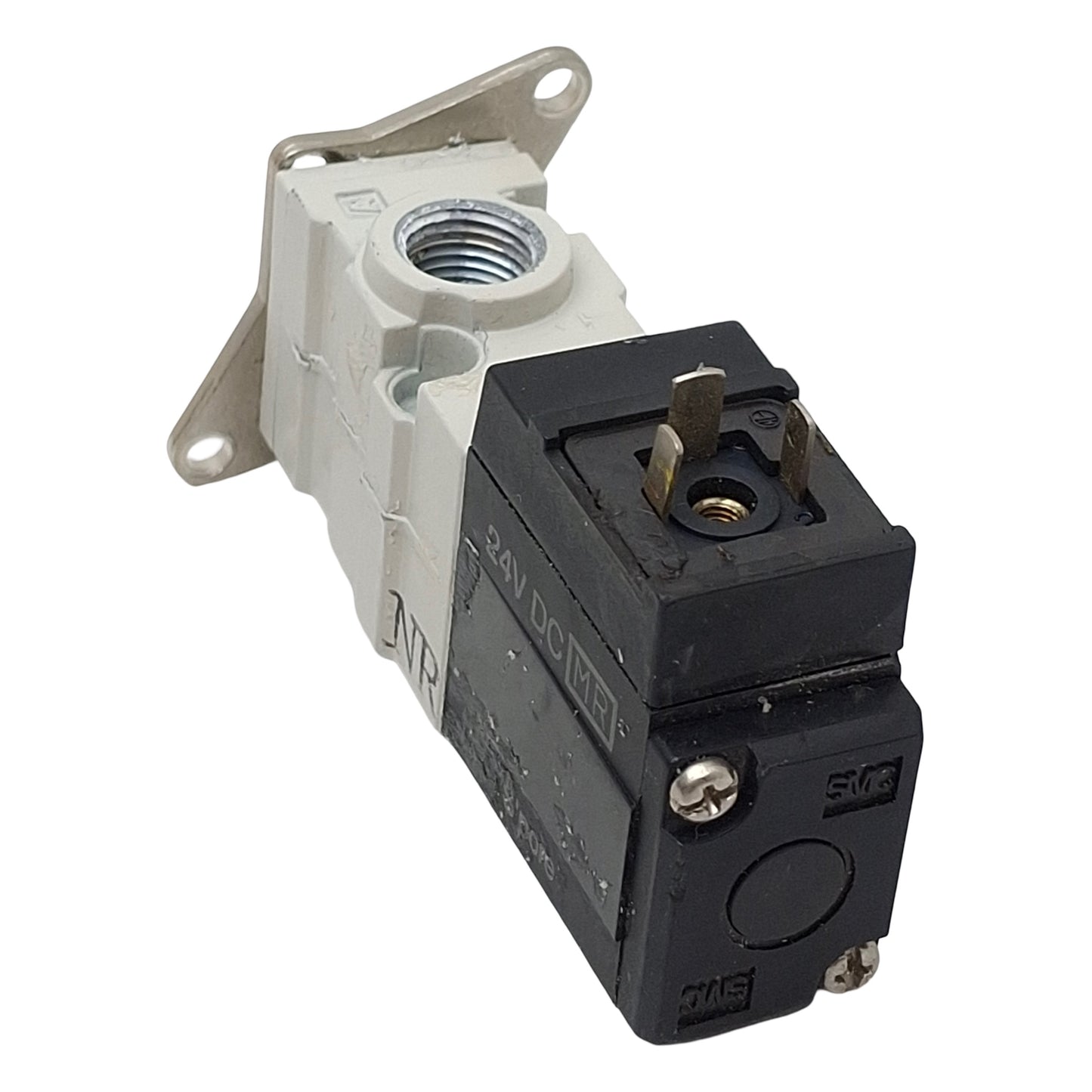 Used SMC NVKF332-5D-01T Solenoid Valve, 3/2-Way, 1/8in NPT, M5, 0-0.7MPa, 24VDC Coil