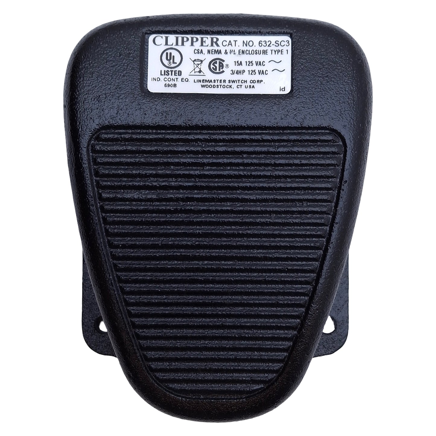 New – Open box Linemaster 632-SC3 Clipper Momentary Foot Switch SPST-NO, 3/4HP 15A 125VAC