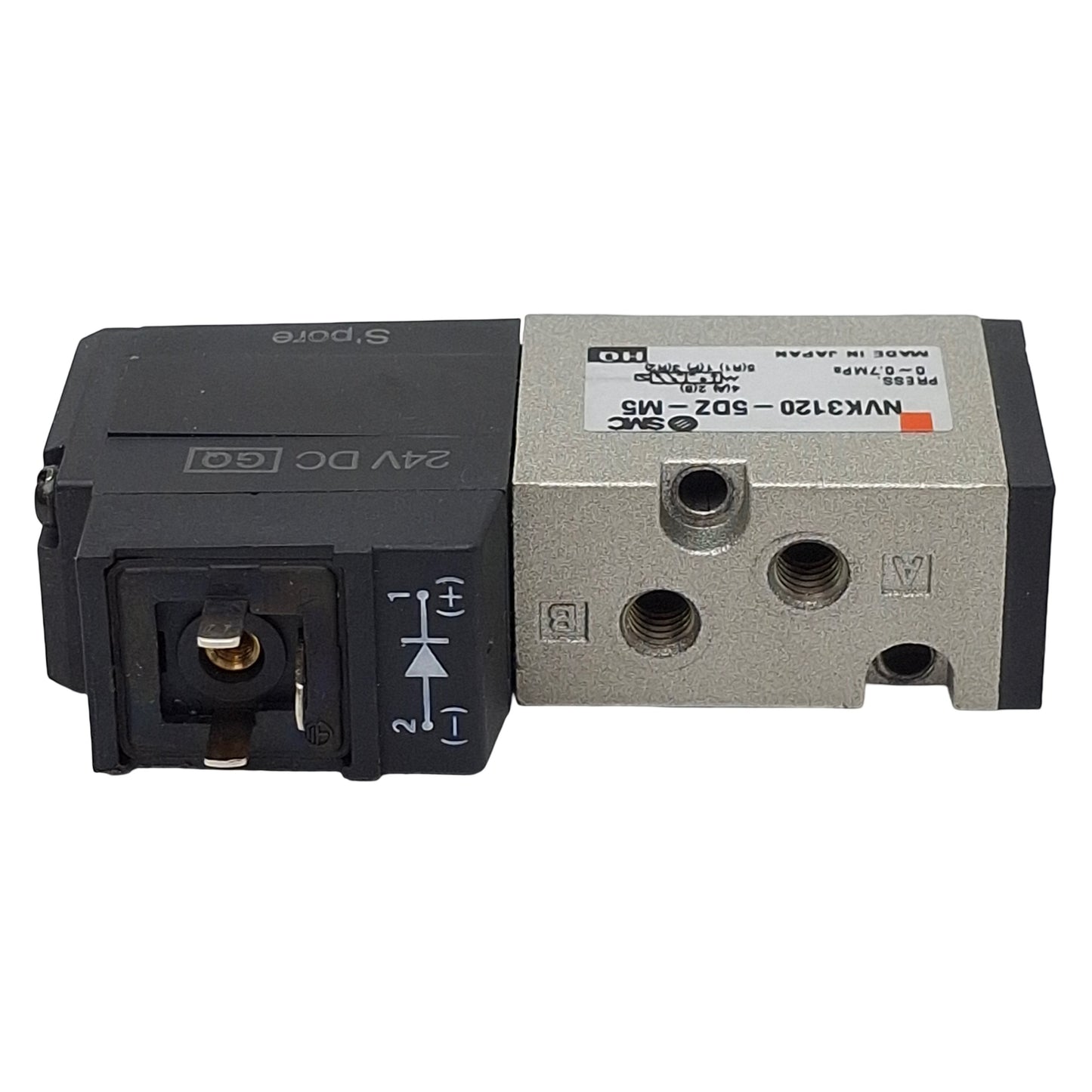 Used SMC NVK3120-5DZ-M5 Solenoid Valve, 4/5-Way, M5 Ports, 0-0.7MPa, 24VDC Coil