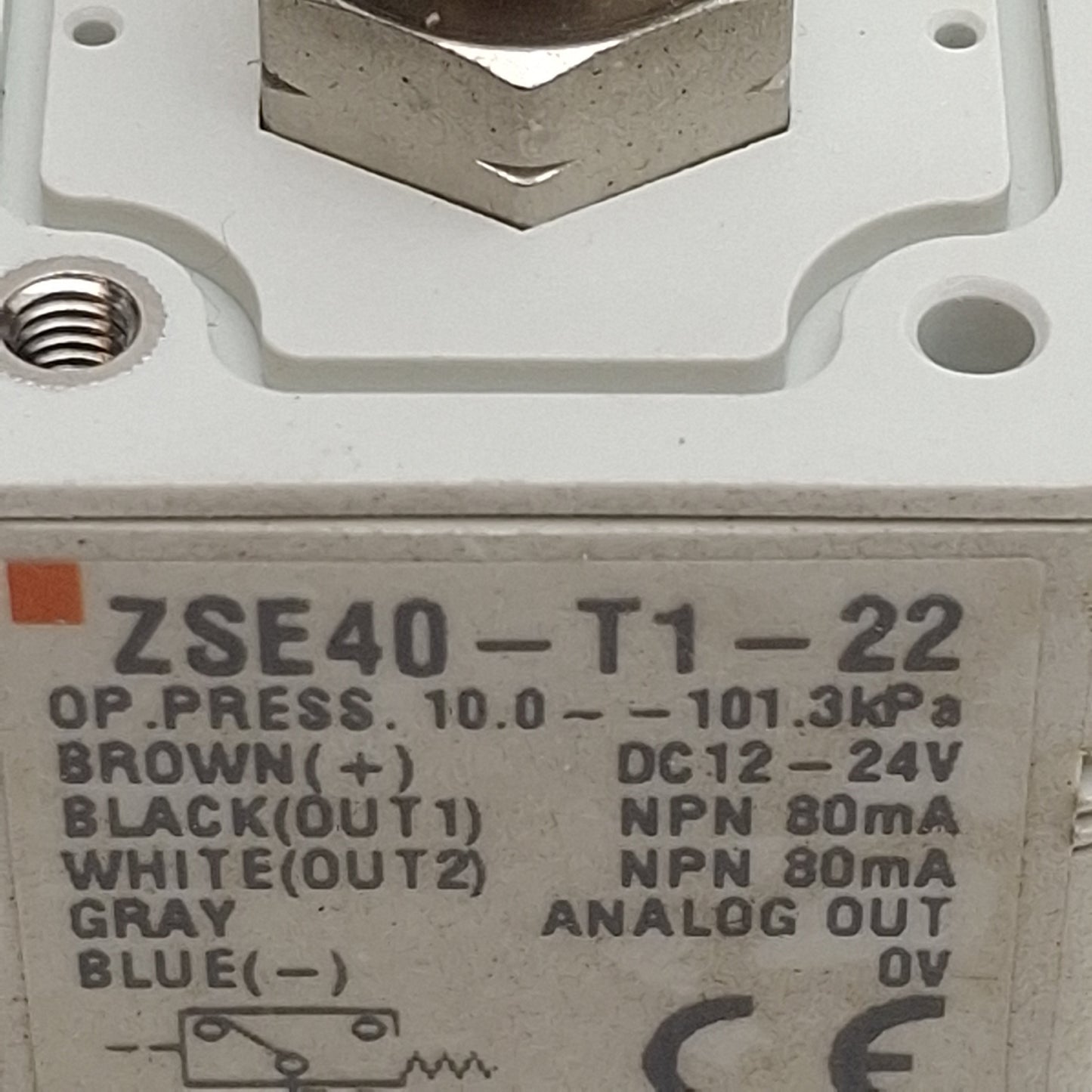 Used SMC ZSE40-T1-22 Vacuum Pressure Switch, NPN, 12-24VDC, 10~-101.3kPa, 1/8in NPT