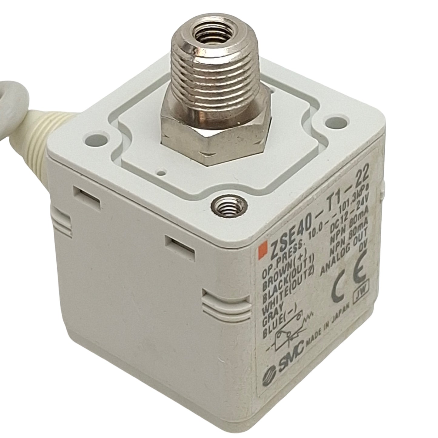 Used SMC ZSE40-T1-22 Vacuum Pressure Switch, NPN, 12-24VDC, 10~-101.3kPa, 1/8in NPT