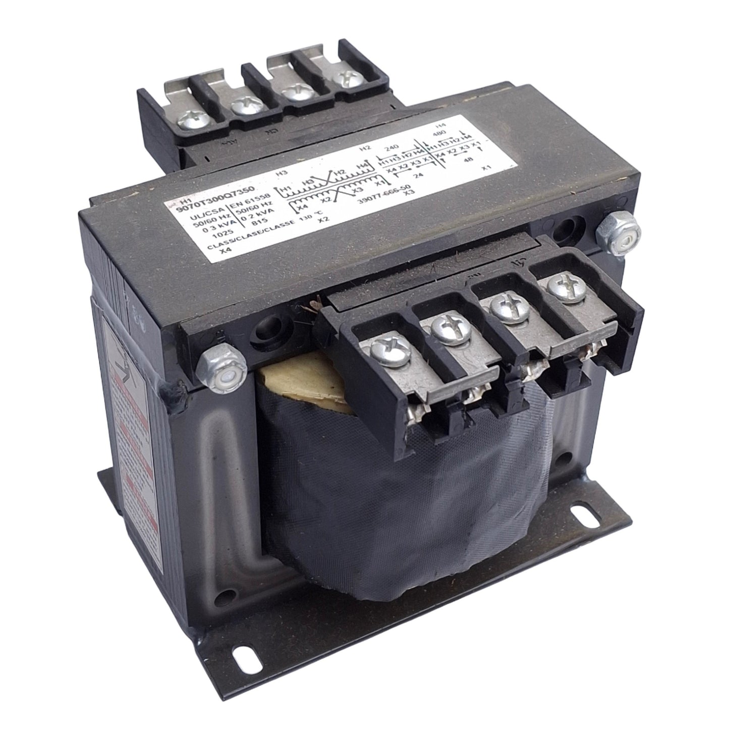 Used Square D 9070T300Q7350 Control Transformer 240/480VAC Prim, 24/48VAC Secon 300VA