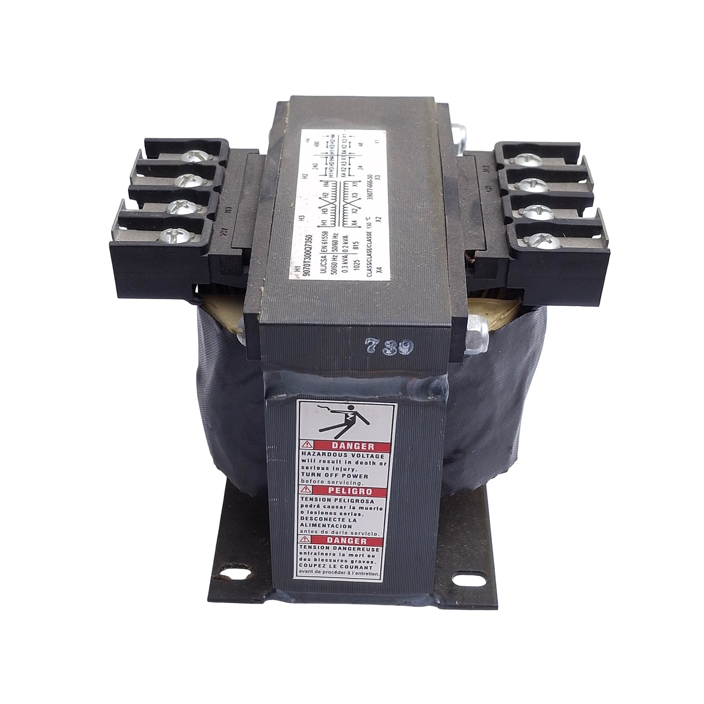 Used Square D 9070T300Q7350 Control Transformer 240/480VAC Prim, 24/48VAC Secon 300VA