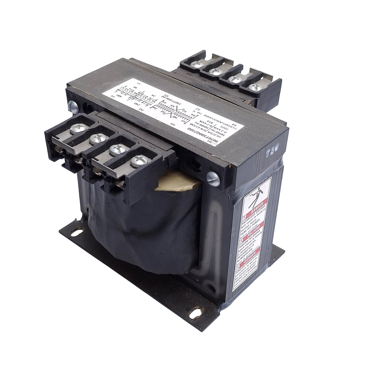 Used Square D 9070T300Q7350 Control Transformer 240/480VAC Prim, 24/48VAC Secon 300VA
