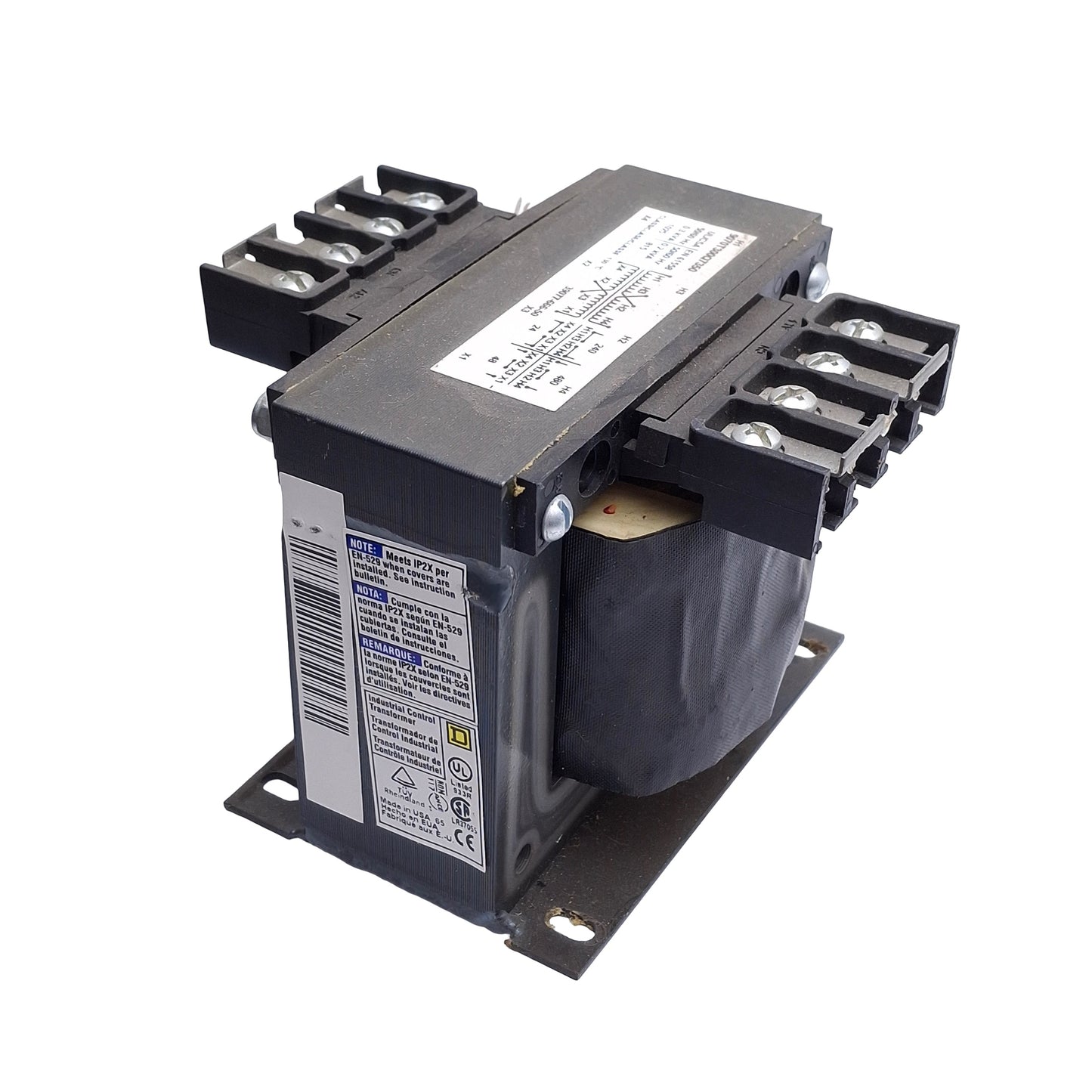 Used Square D 9070T300Q7350 Control Transformer 240/480VAC Prim, 24/48VAC Secon 300VA