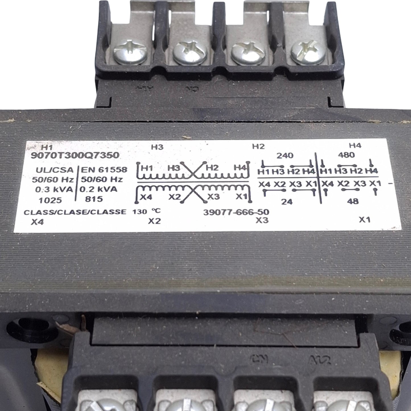 Used Square D 9070T300Q7350 Control Transformer 240/480VAC Prim, 24/48VAC Secon 300VA