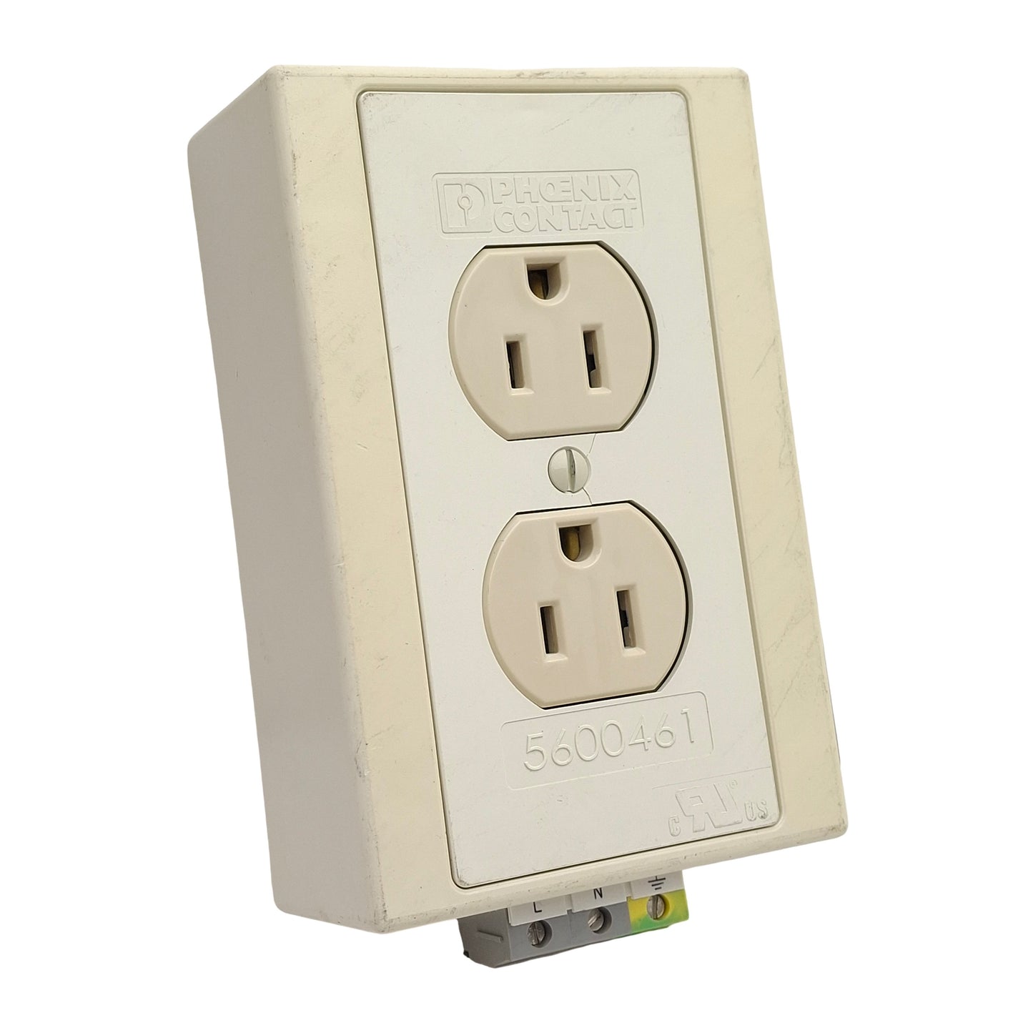 Used Phoenix Contact 5600461 Standard Duplex Receptacle, 6-Pole, 120VAC 15A, DIN Rail