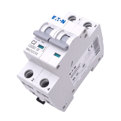 New Eaton WMZS2C02 Miniature Circuit Breaker, 2-Pole 2A, 400VAC Max, DIN Rail