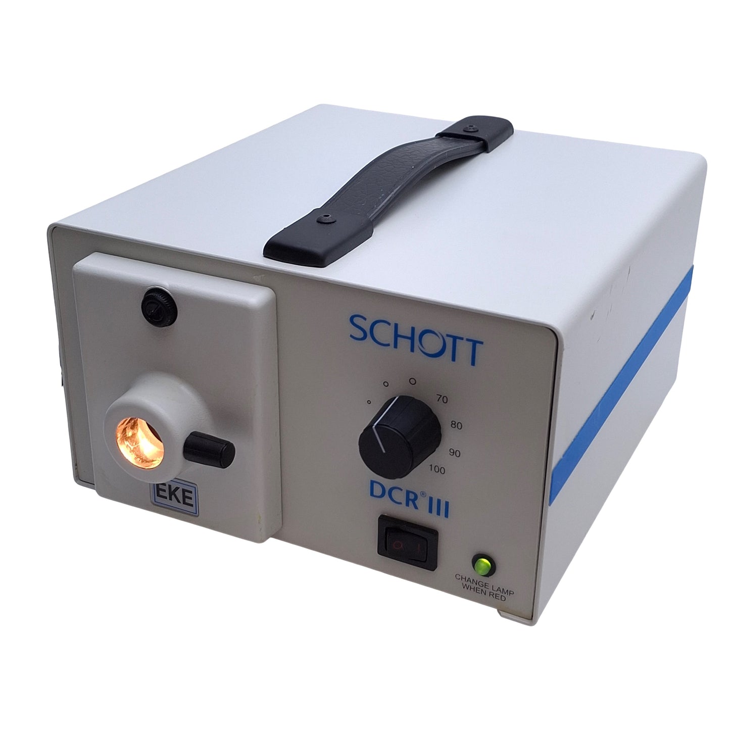 Used Schott A20800 DCR III Fiber Optic Light Source, EKE Lamp, 150W, 90-265VAC
