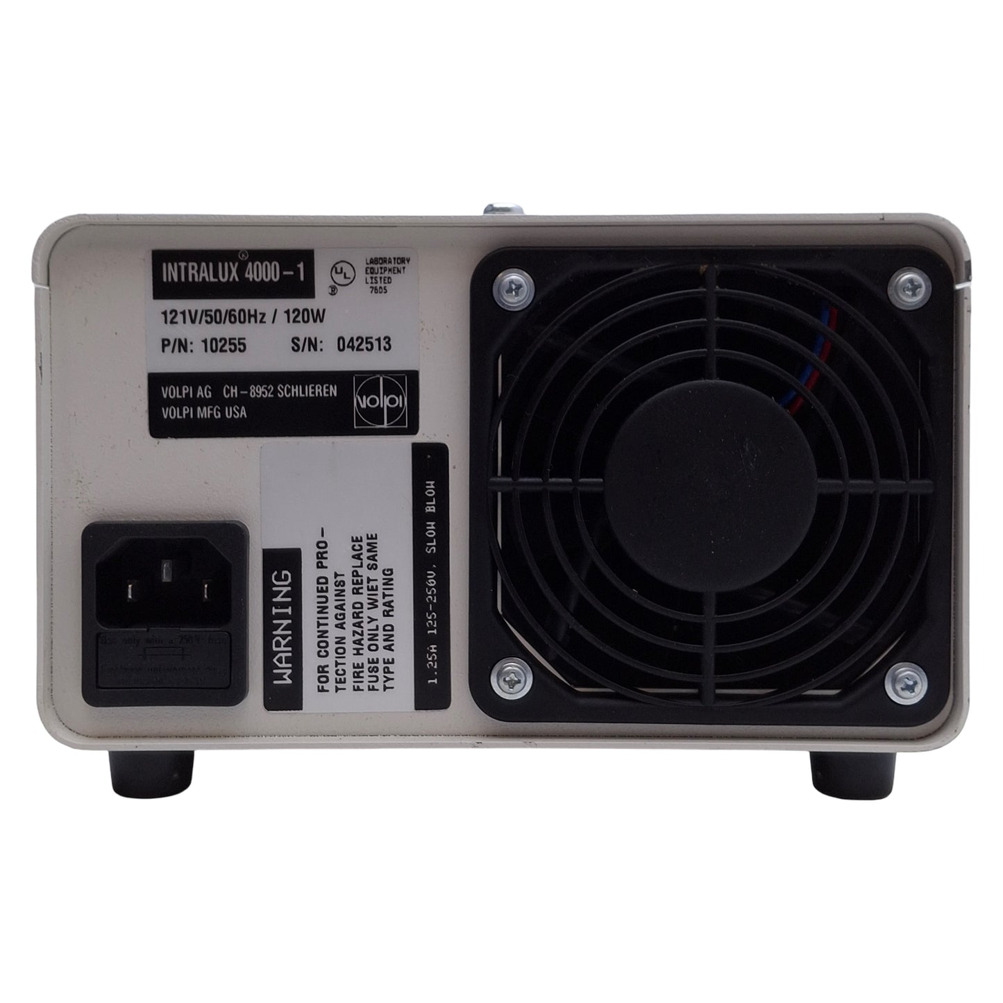 Used Volpi Intralux 4000-1 10255 Fiber Optic Light Source 120W, 121VAC, ø15mm Output