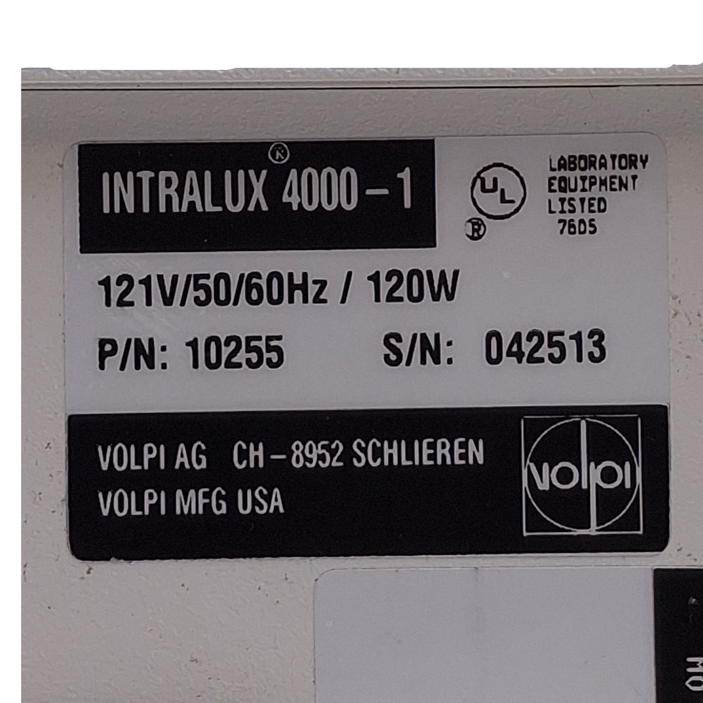 Used Volpi Intralux 4000-1 10255 Fiber Optic Light Source 120W, 121VAC, ø15mm Output