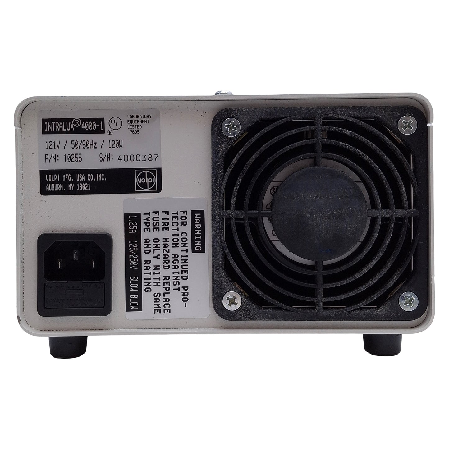 Used Volpi Intralux 4000-1 10255 Fiber Optic Light Source 120W, 121VAC *No Bulb*