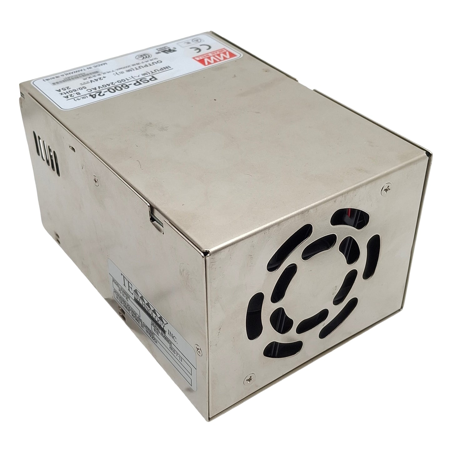 Used Meanwell PSP-600-24 Power Supply, 100-240VAC In, 25A 24VDC Out, 600W Max