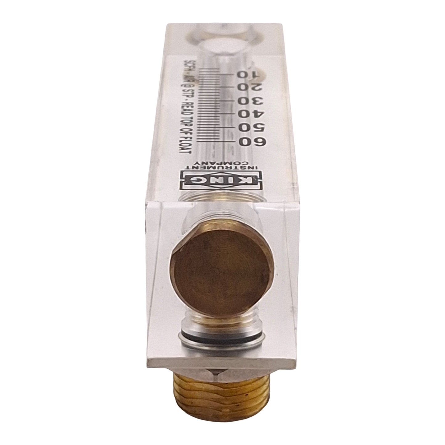 Used King Instrument 75201102C11 Acrylic Tube Flow Meter, 0-60SCFH, 100psi, 1/4in NPT