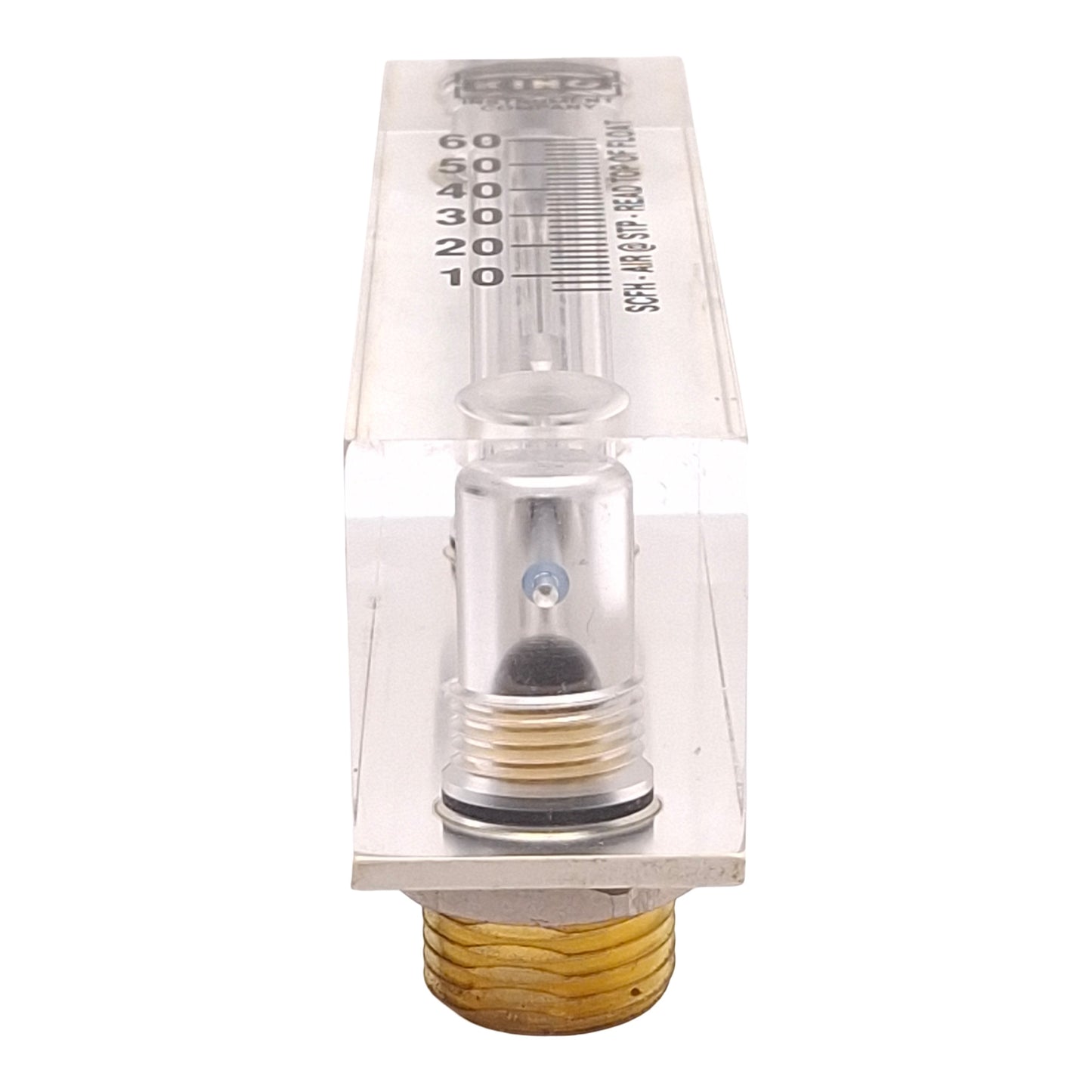 Used King Instrument 75201102C11 Acrylic Tube Flow Meter, 0-60SCFH, 100psi, 1/4in NPT