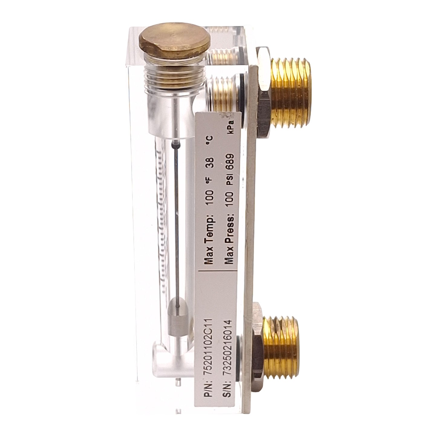Used King Instrument 75201102C11 Acrylic Tube Flow Meter, 0-60SCFH, 100psi, 1/4in NPT