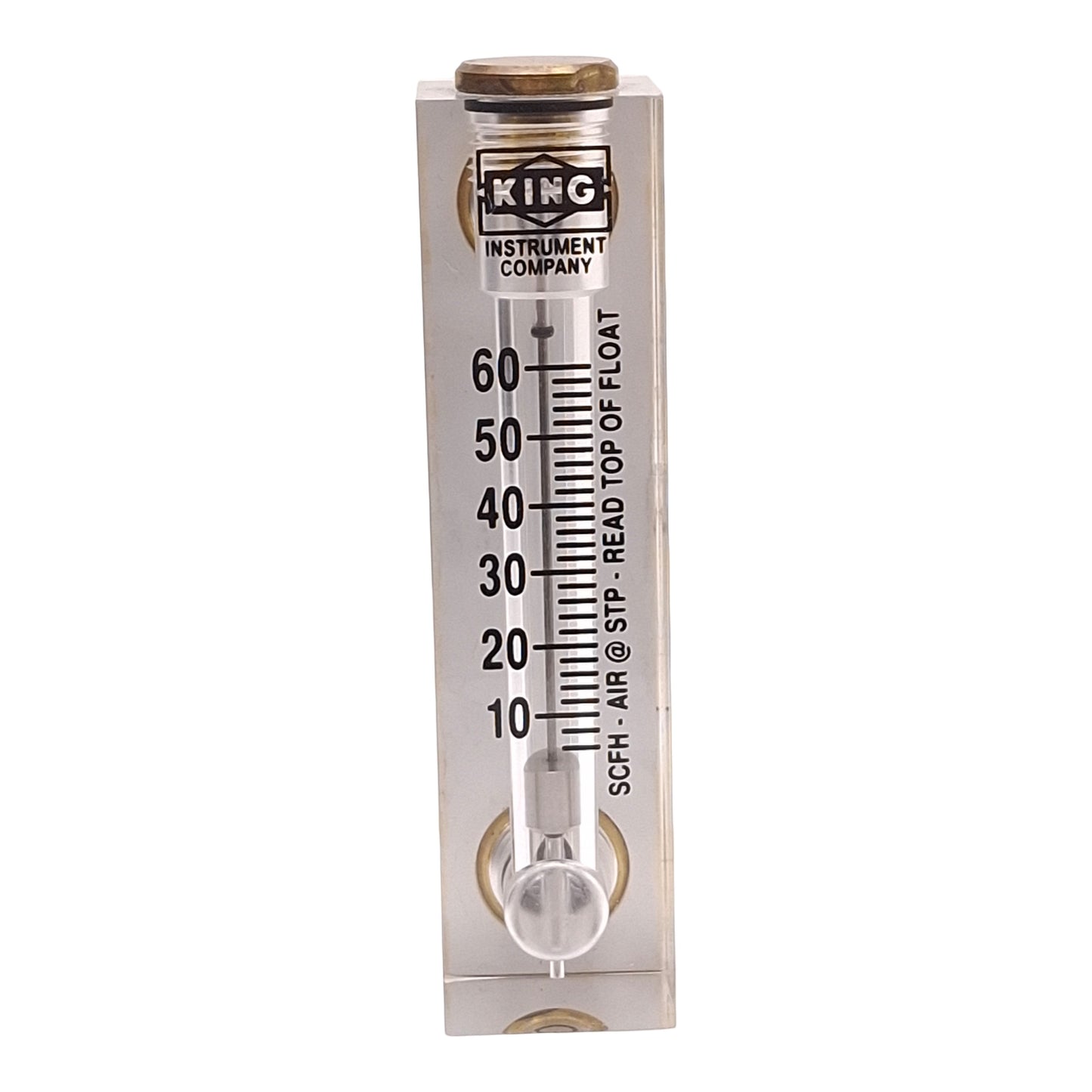 Used King Instrument 75201102C11 Acrylic Tube Flow Meter, 0-60SCFH, 100psi, 1/4in NPT