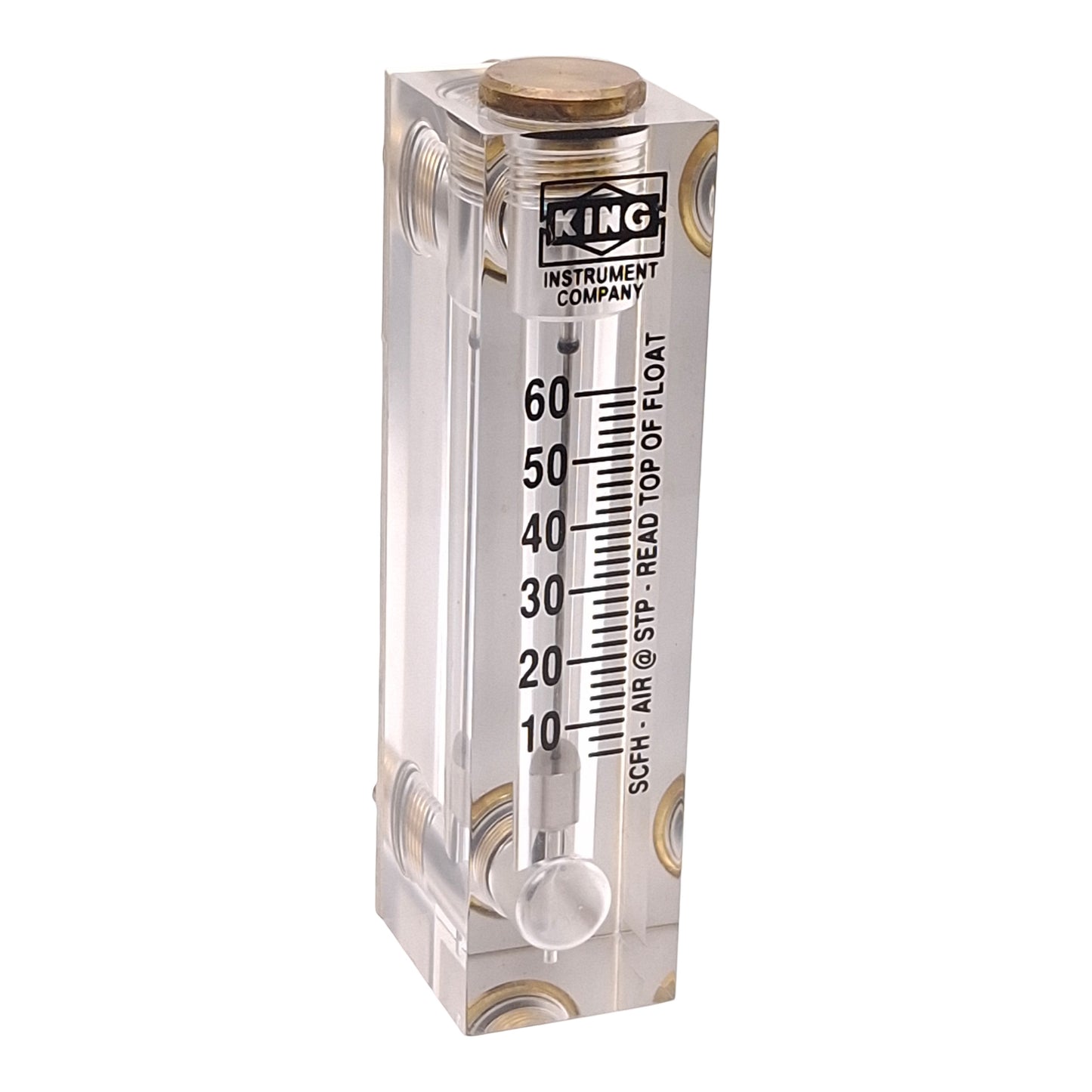 Used King Instrument 75201102C11 Acrylic Tube Flow Meter, 0-60SCFH, 100psi, 1/4in NPT
