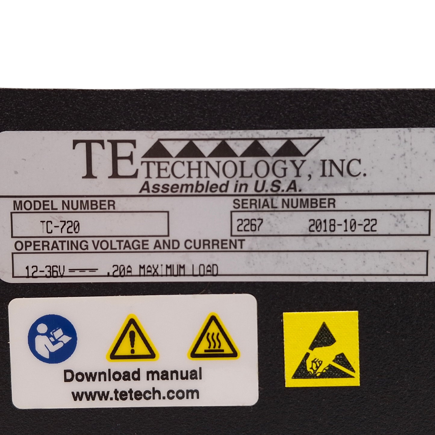 Used TE Technology TC-720 Thermoelectric Temperature Controller 12-36VDC *Wire Entry*