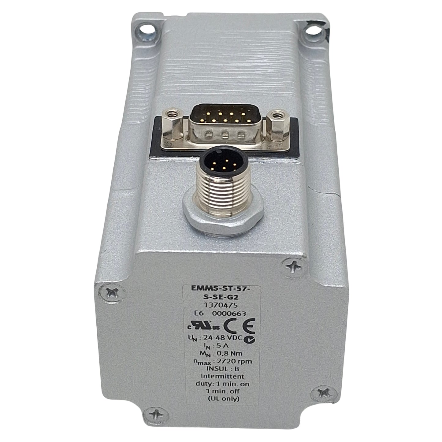Used Festo EMMS-ST-57-S-SE-G2 Stepper Motor, 2-Phase, 1.8°/Step, 24-48VDC, NEMA23