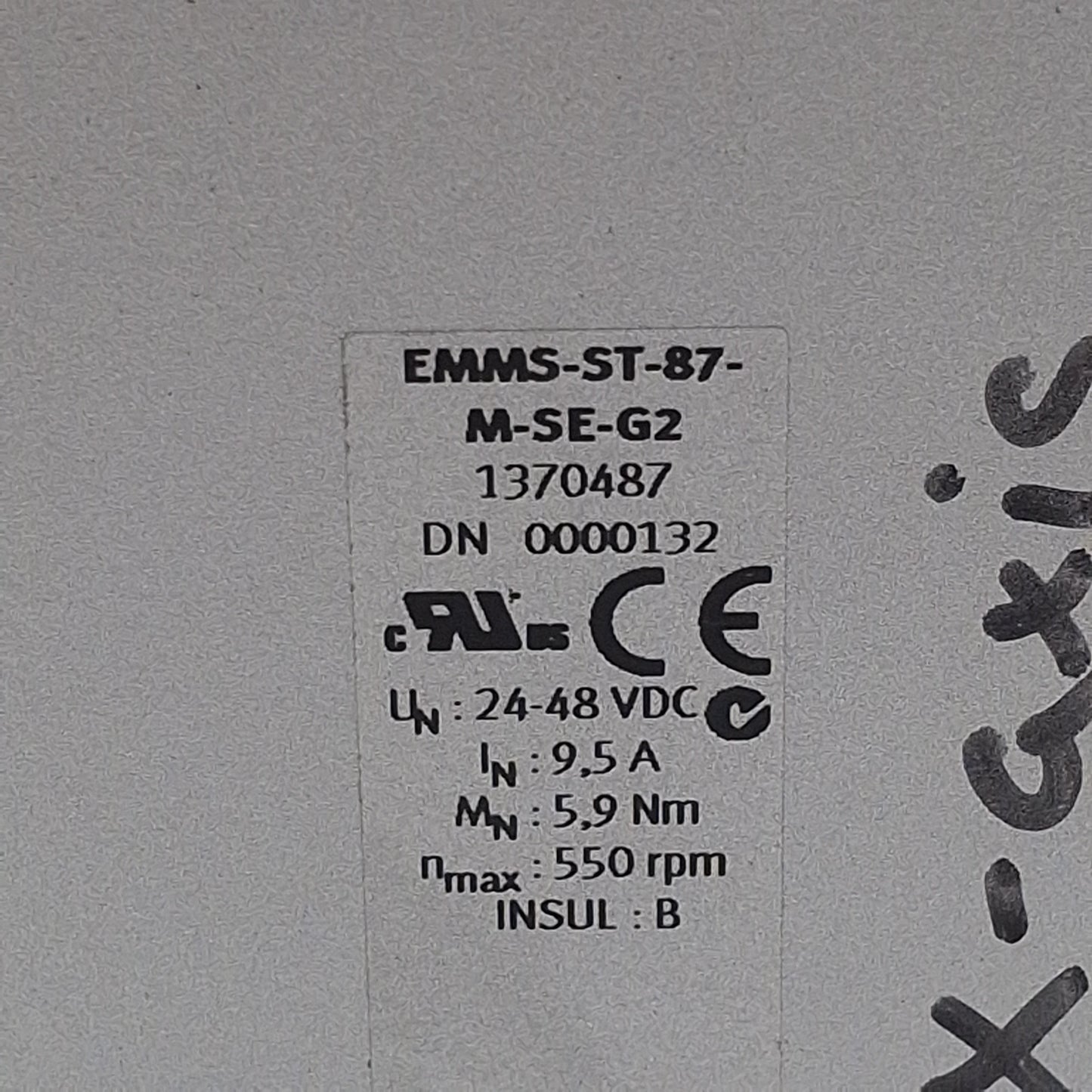 Used Festo EMMS-ST-87-M-SE-G2 Stepper Motor, 2-Phase, 1.8°/Step, 24-48VDC, NEMA34