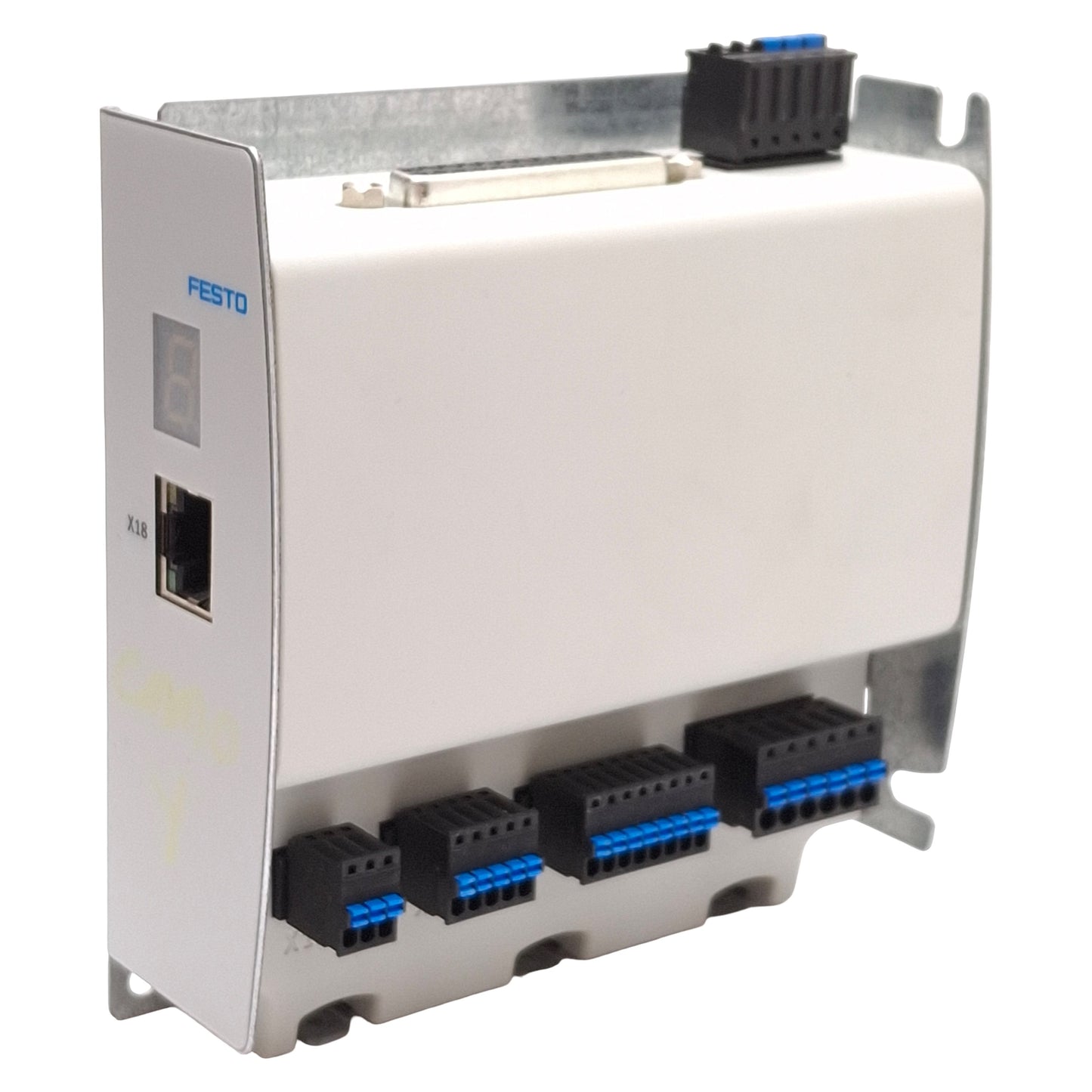Used Festo 1512316 CMMO-ST-C5-1-DIOP Motor Controller, RJ45, DB25, 24VDC, DIN Rail