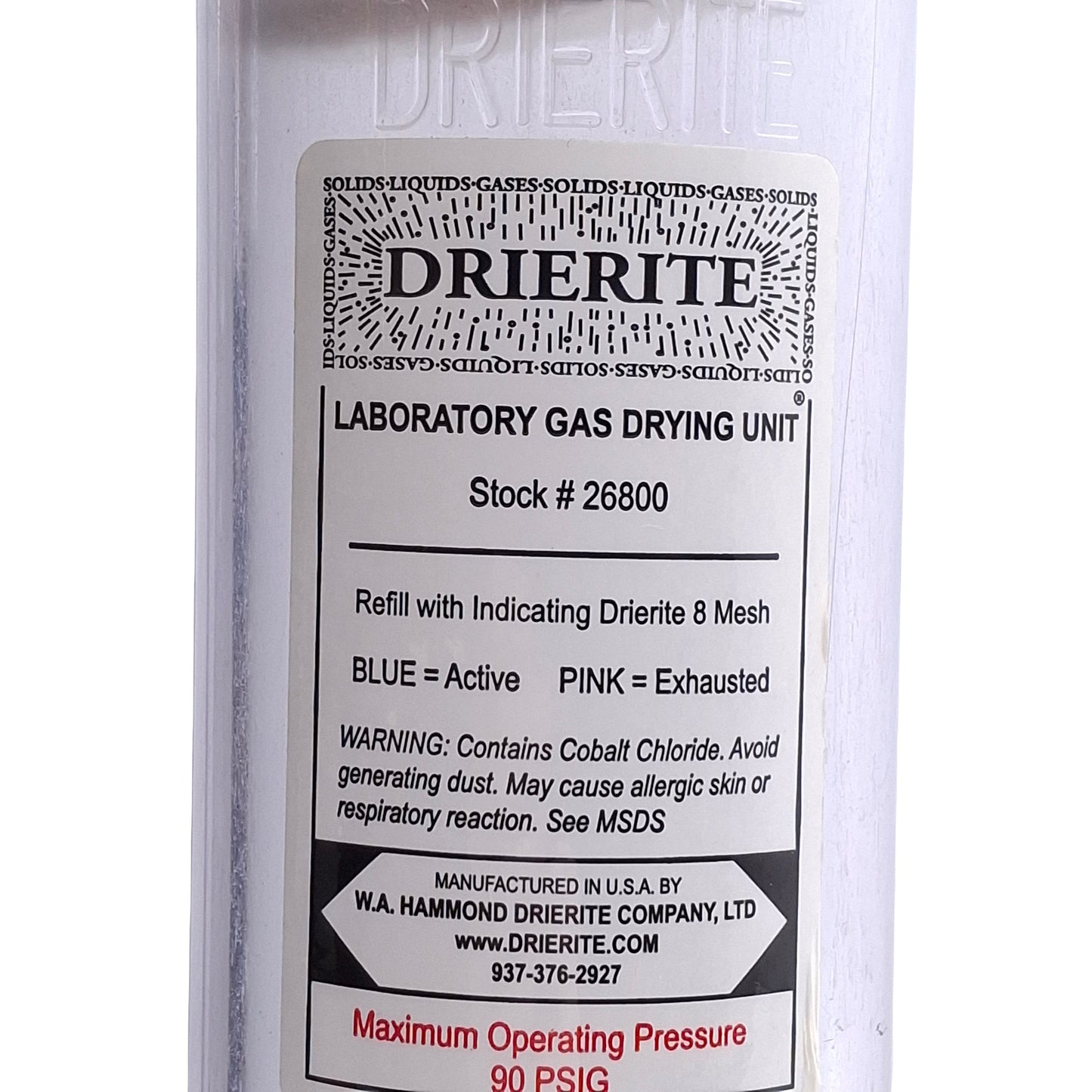 Used Drierite #26800 Laboratory Gas Drying Unit, 3/8in Hose Barb, *No Substrate*
