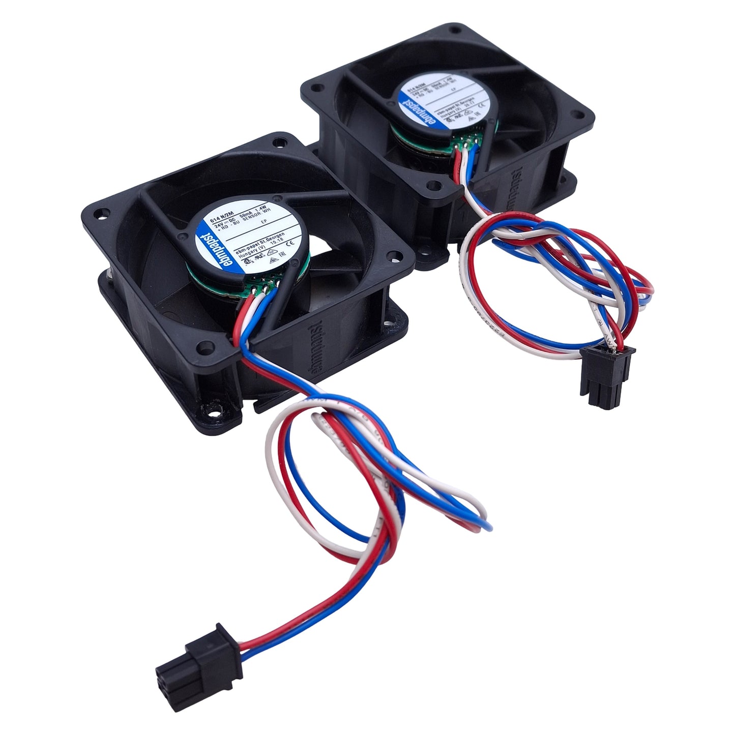 Used Lot of 2 Ebmpapst 614N/2M Compact Axial Fan w/Tach 60x60x25mm, 24VDC, 4100RPM