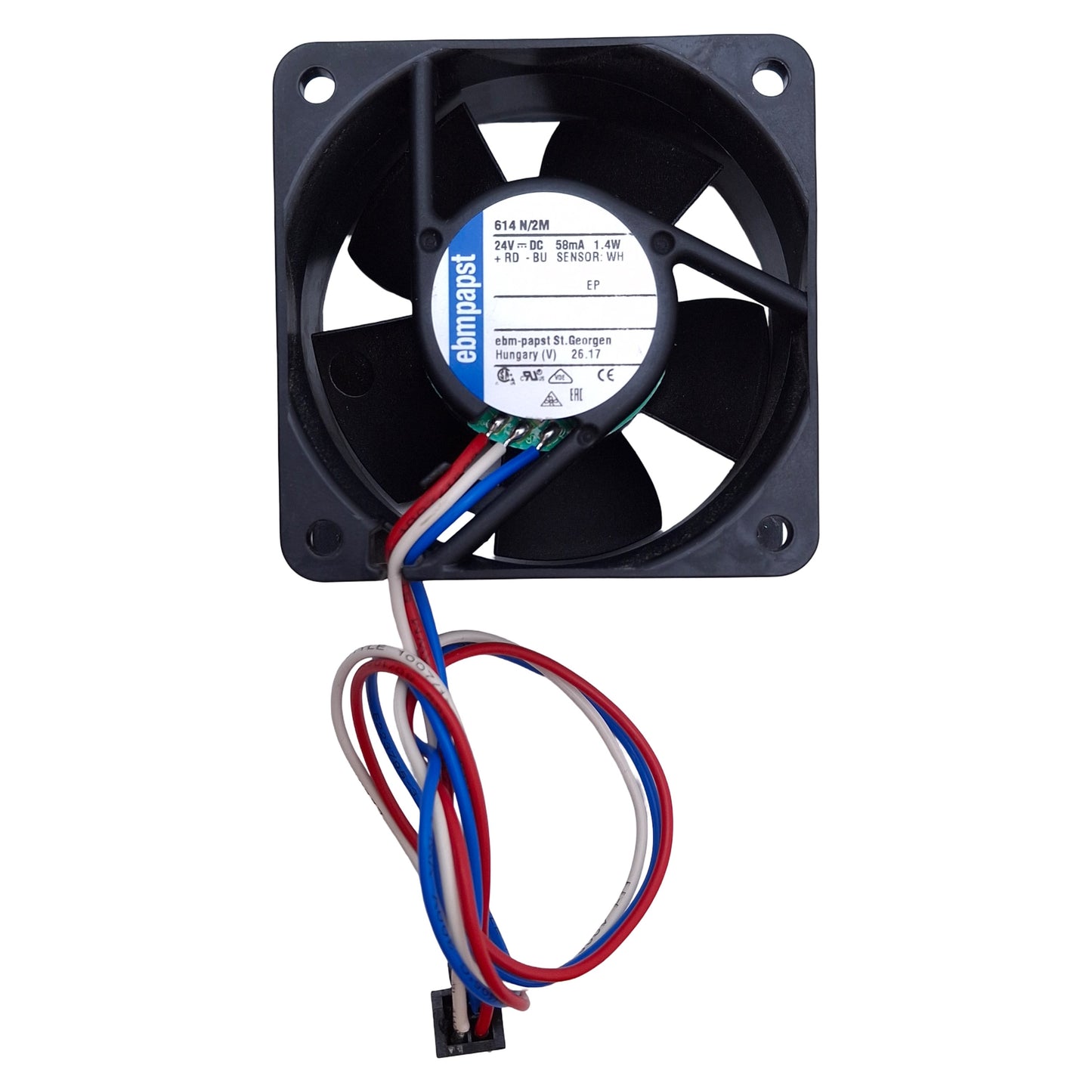 Used Lot of 2 Ebmpapst 614N/2M Compact Axial Fan w/Tach 60x60x25mm, 24VDC, 4100RPM