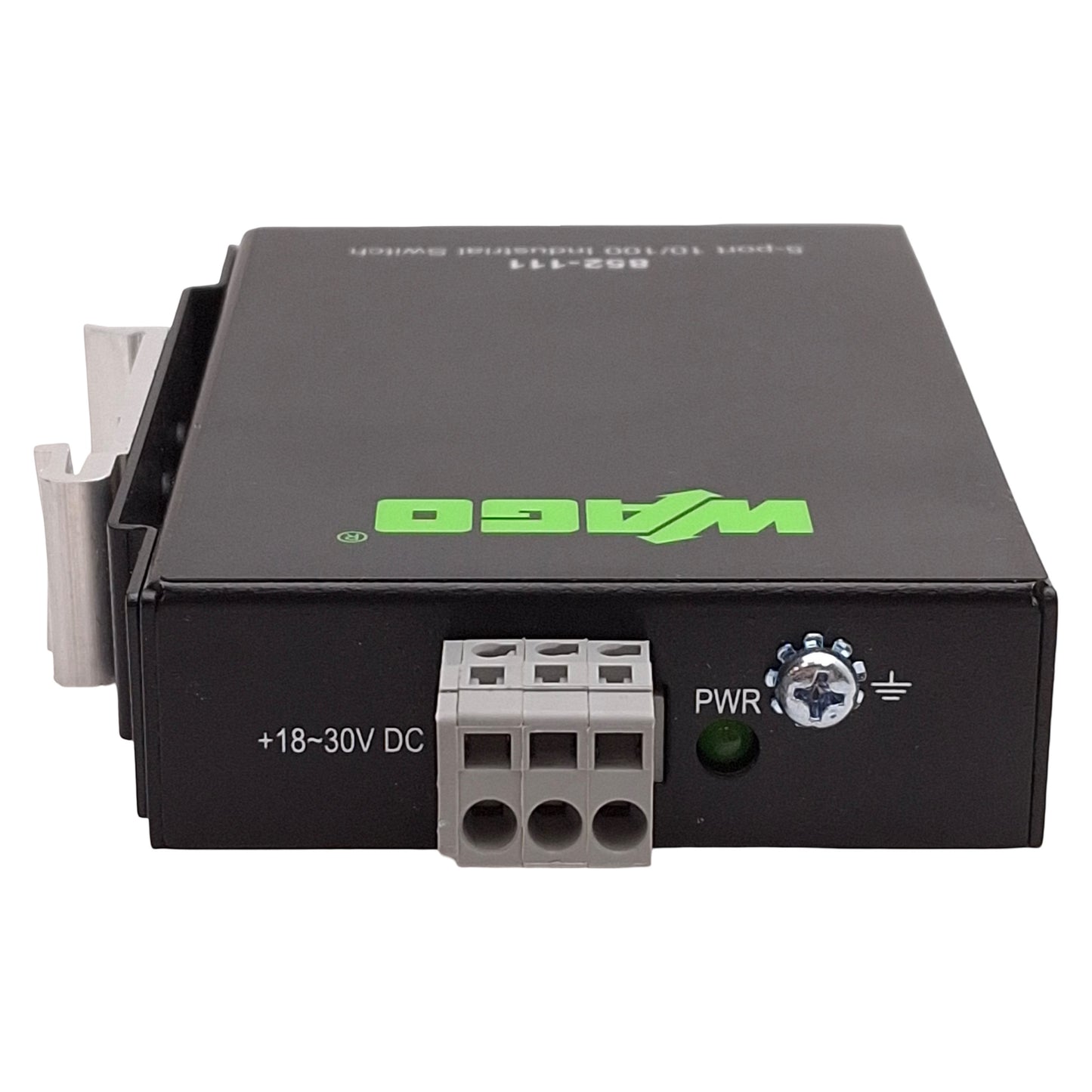 Used Wago 852-111 Industrial Ethernet Switch, 5-Port, RJ45, 18-30VDC, DIN Rail