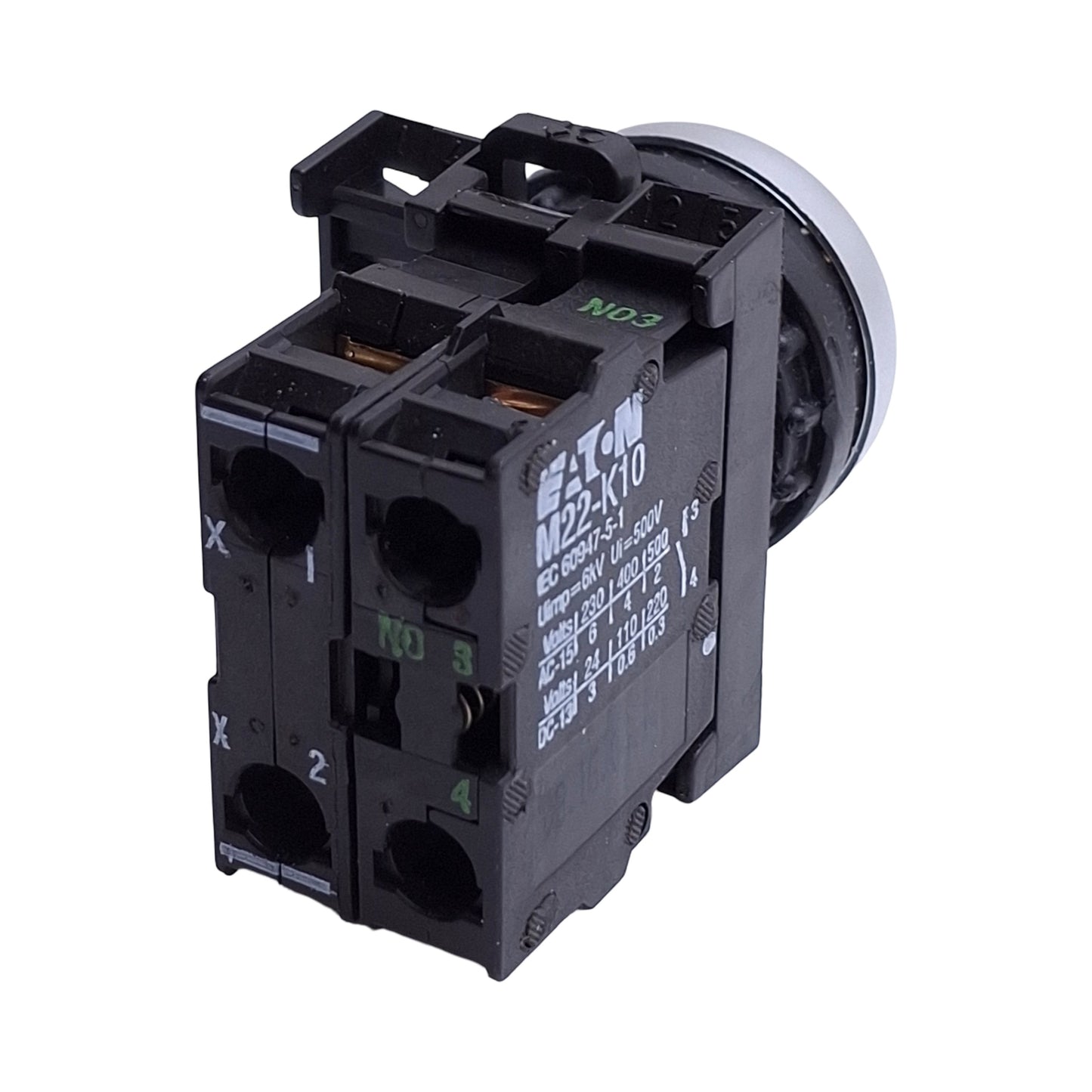 Used Baco L21AH20-3EAYL10 Pushbutton Switch, Momentary, Yellow, 1NO, 500VAC 4A, 22mm