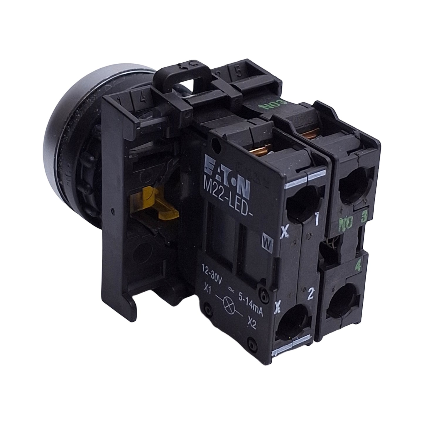 Used Baco L21AH20-3EAYL10 Pushbutton Switch, Momentary, Yellow, 1NO, 500VAC 4A, 22mm