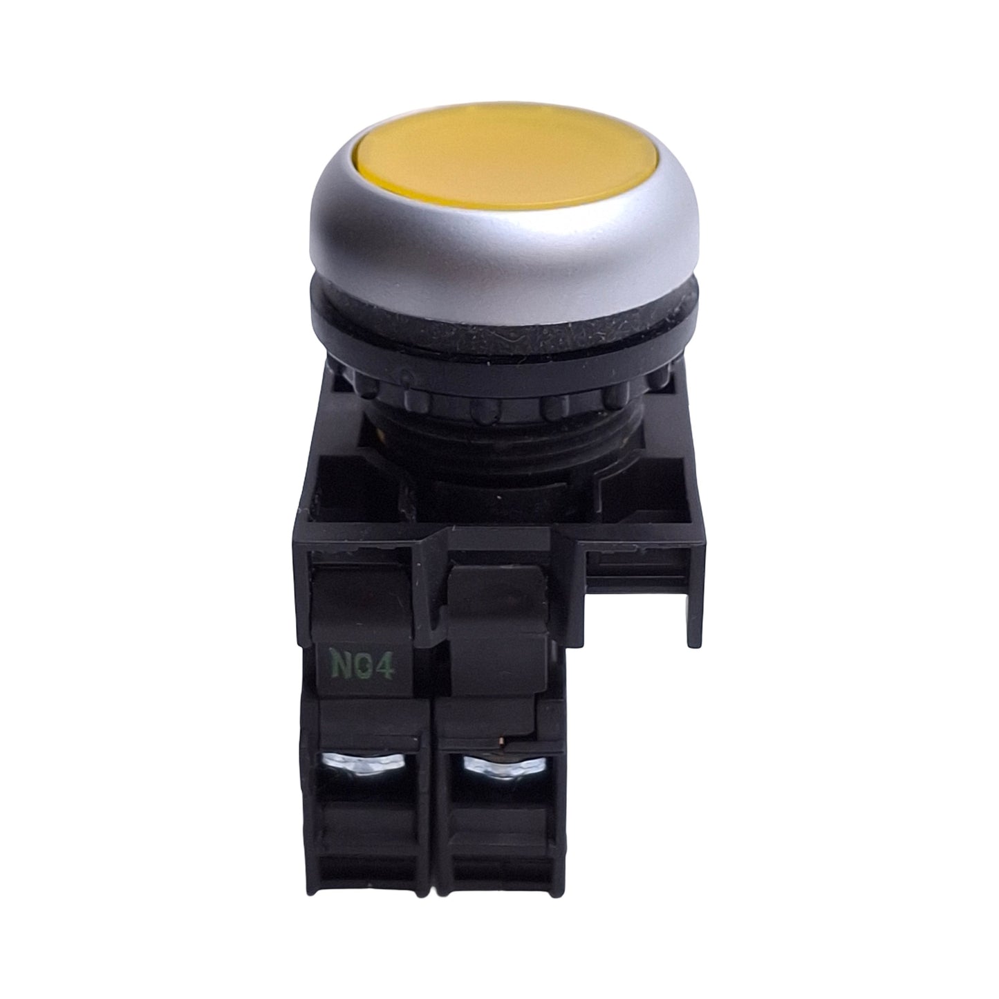 Used Baco L21AH20-3EAYL10 Pushbutton Switch, Momentary, Yellow, 1NO, 500VAC 4A, 22mm