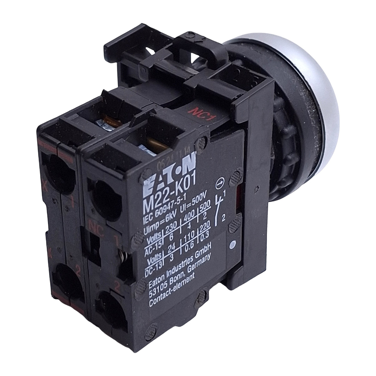 Used Baco L21AH20-3EARL01 *Stop* Pushbutton Switch Momentary Red, 1NC, 500V 4A, 22mm
