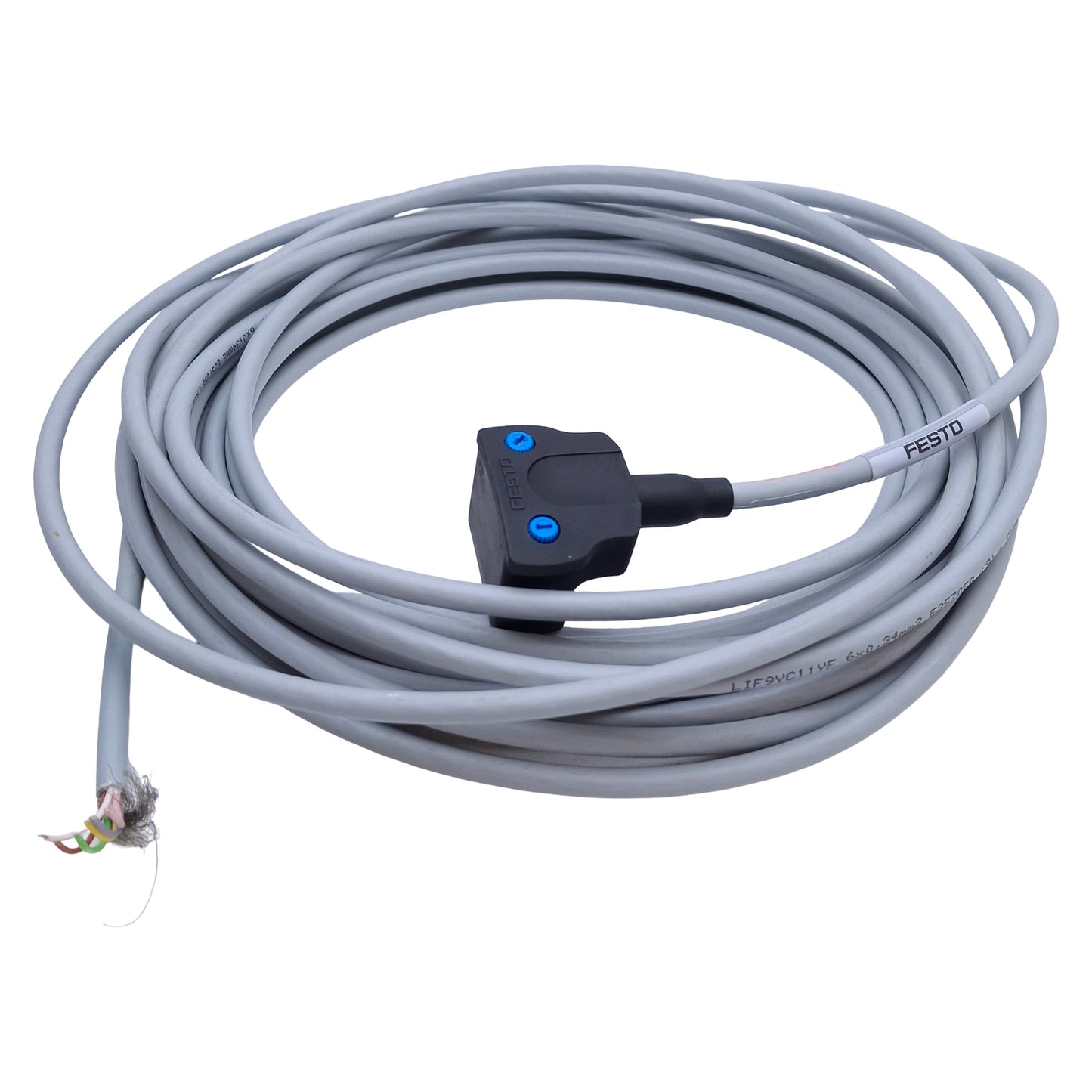 Used Festo NEBM-S1W9-E-10-Q5-LE6 Motor Cable Angled D-Sub 9-Pin to Flying Leads, 10m