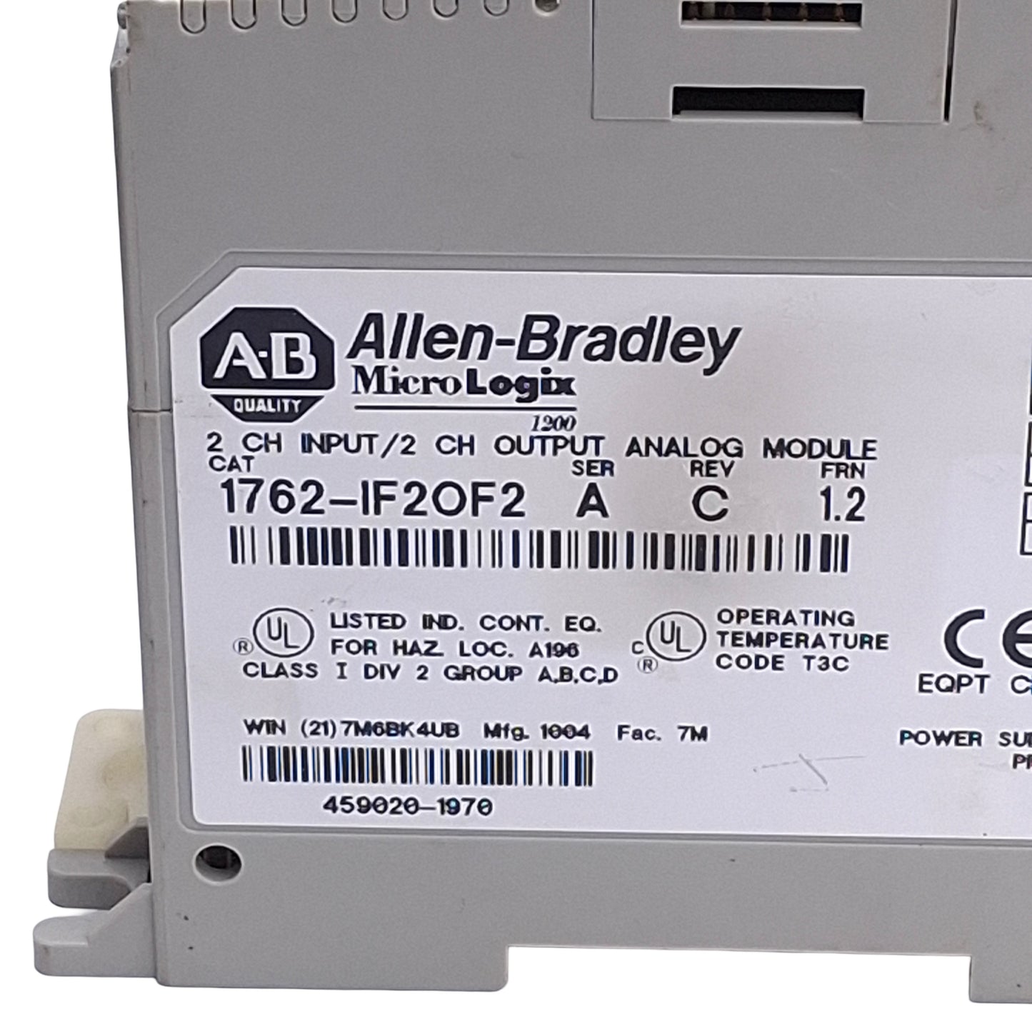 Used Allen Bradley 1762-IFOF2 A C FRN1.2 MicroLogix Input/Output Module, 4-Channel