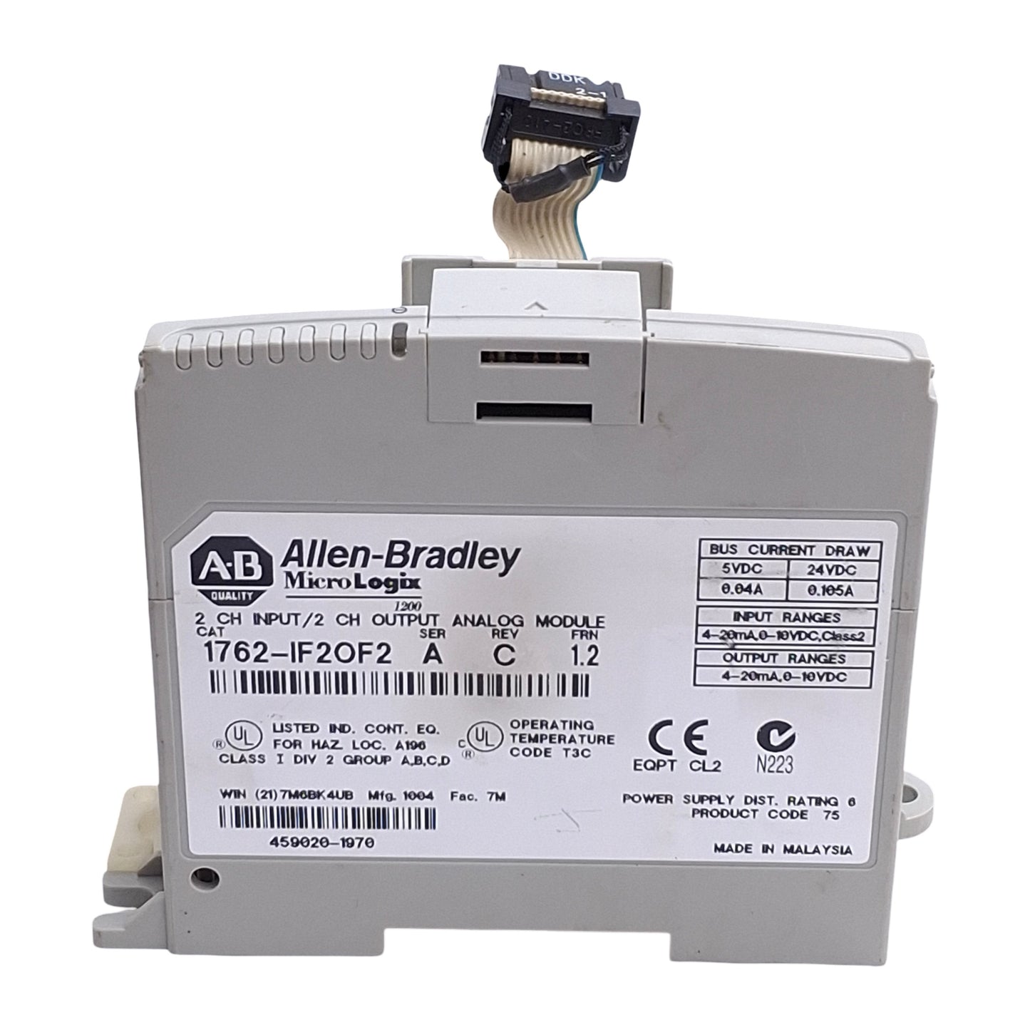 Used Allen Bradley 1762-IFOF2 A C FRN1.2 MicroLogix Input/Output Module, 4-Channel