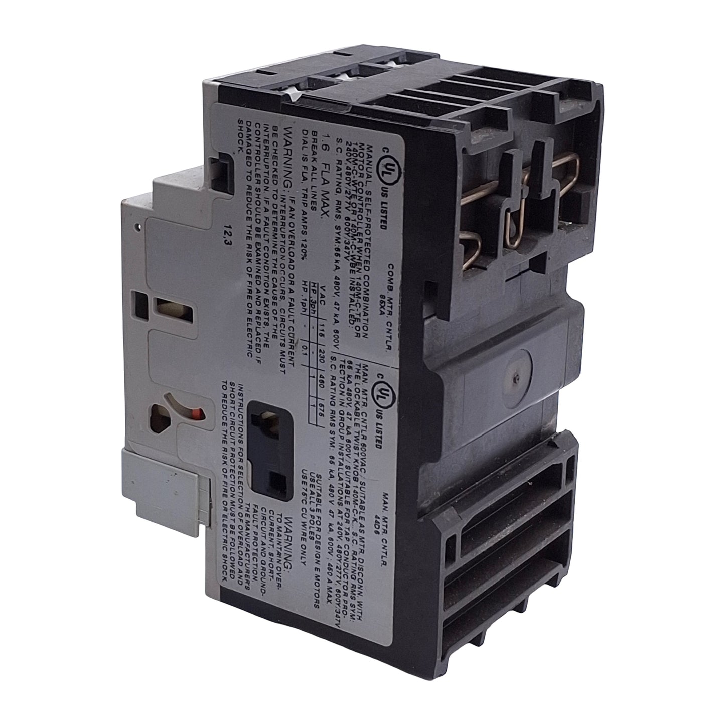 Used Allen Bradley 140M-C2E-B16 3-Pole Motor Protector Circuit Breaker w/140M-C-AFA11