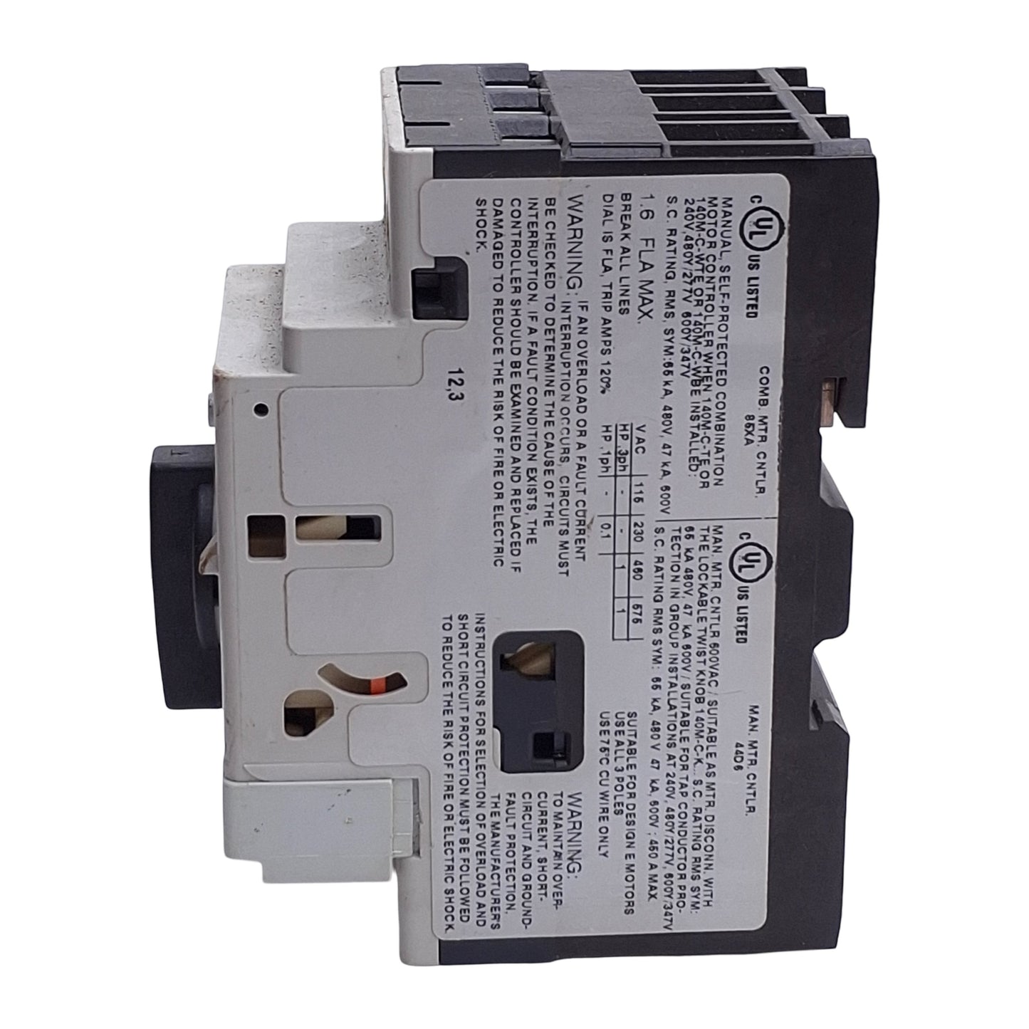 Used Allen Bradley 140M-C2E-B16 3-Pole Motor Protector Circuit Breaker w/140M-C-AFA11