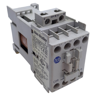 Used Allen Bradley 100-C09DJ10 Contactor 3-Pole, 1NO, 25A 600VAC, 24VDC Coil