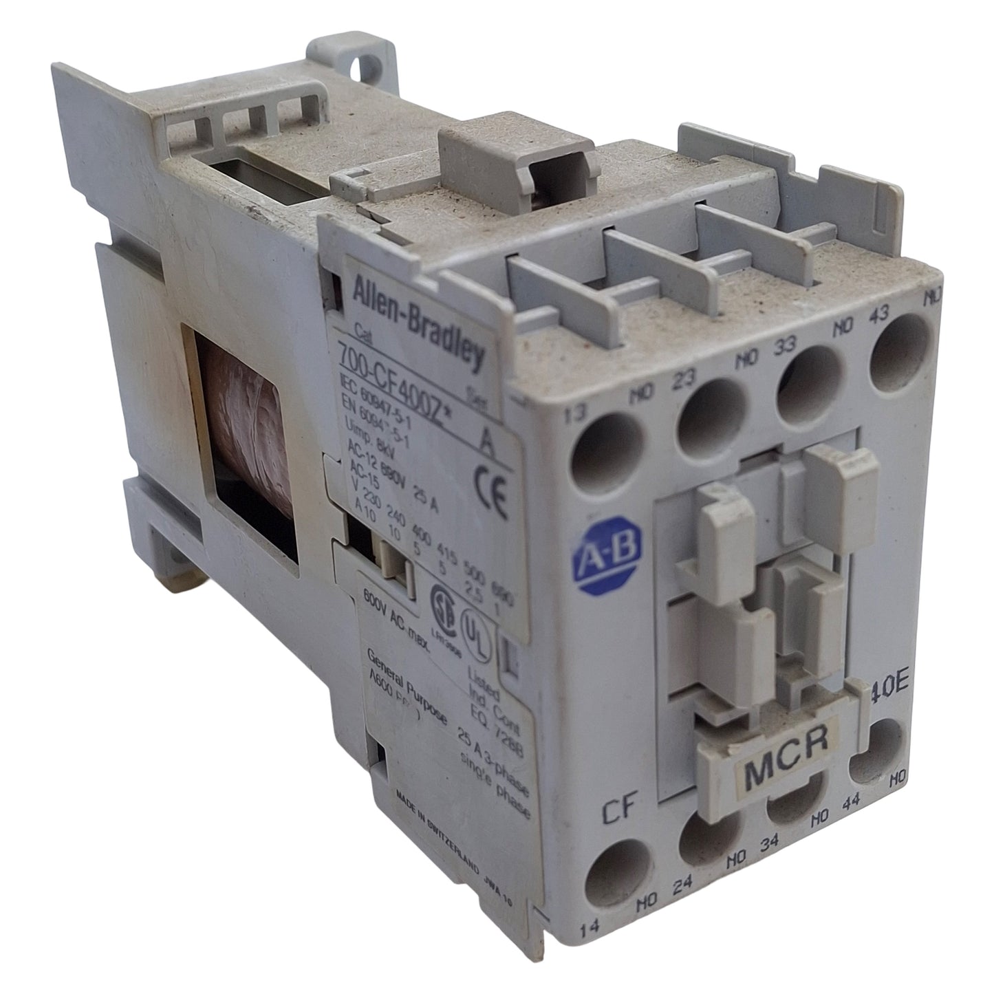 Used Allen Bradley 700-CF400ZJ Contactor 4-Pole, 4NO, 25A 600VAC, 24VDC Coil