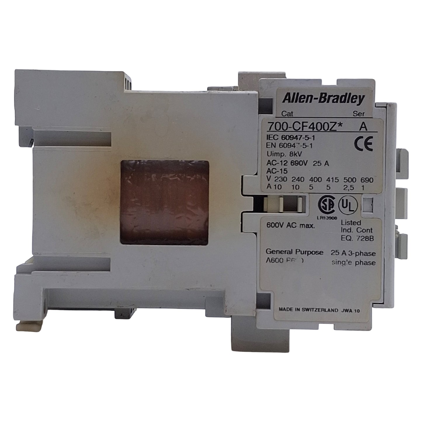 Used Allen Bradley 700-CF400ZJ Contactor 4-Pole, 4NO, 25A 600VAC, 24VDC Coil