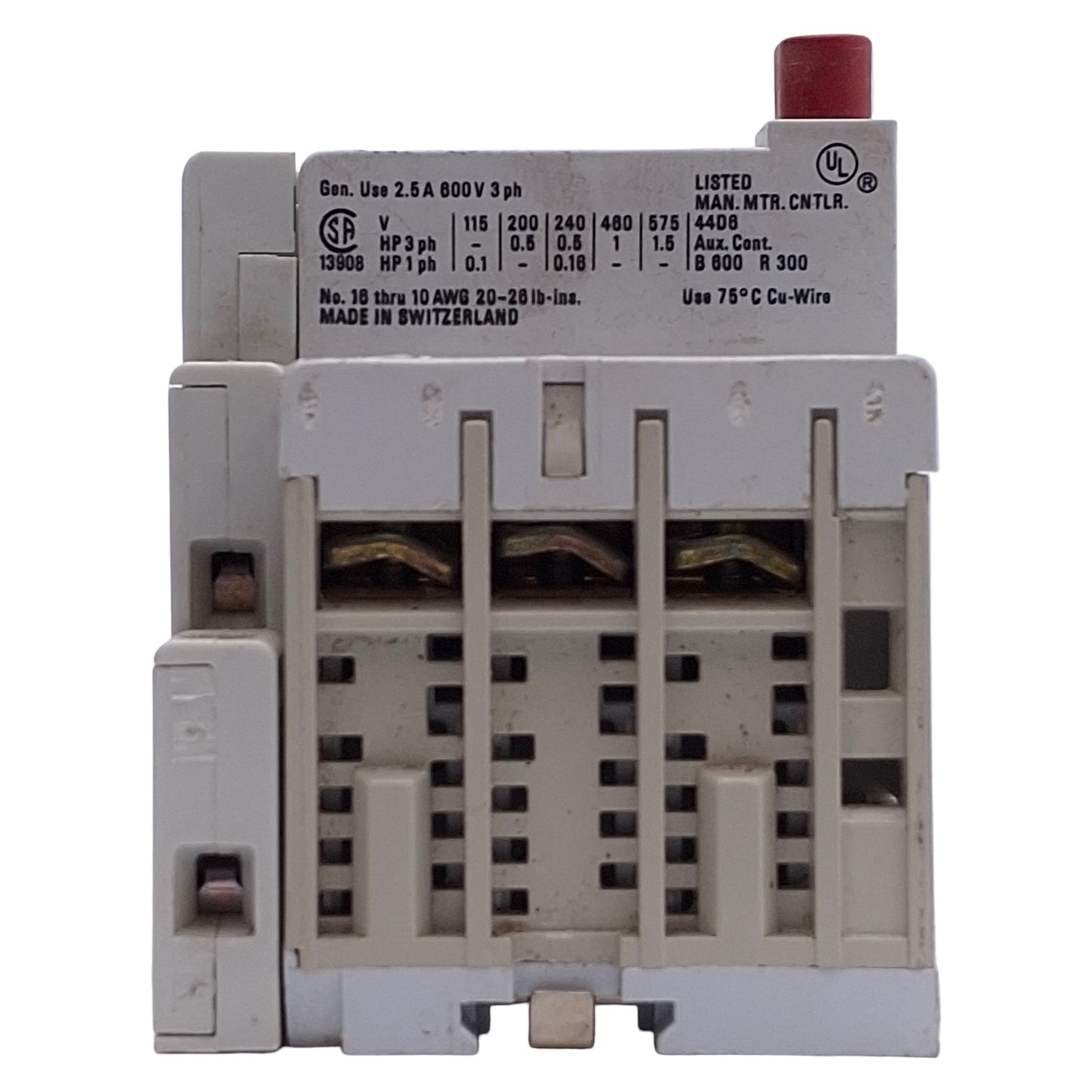 Used Allen Bradley 140-MN-0160 Manual Motor Starter W/140-A11 AUX, 1-1.6A, 115-575VAC