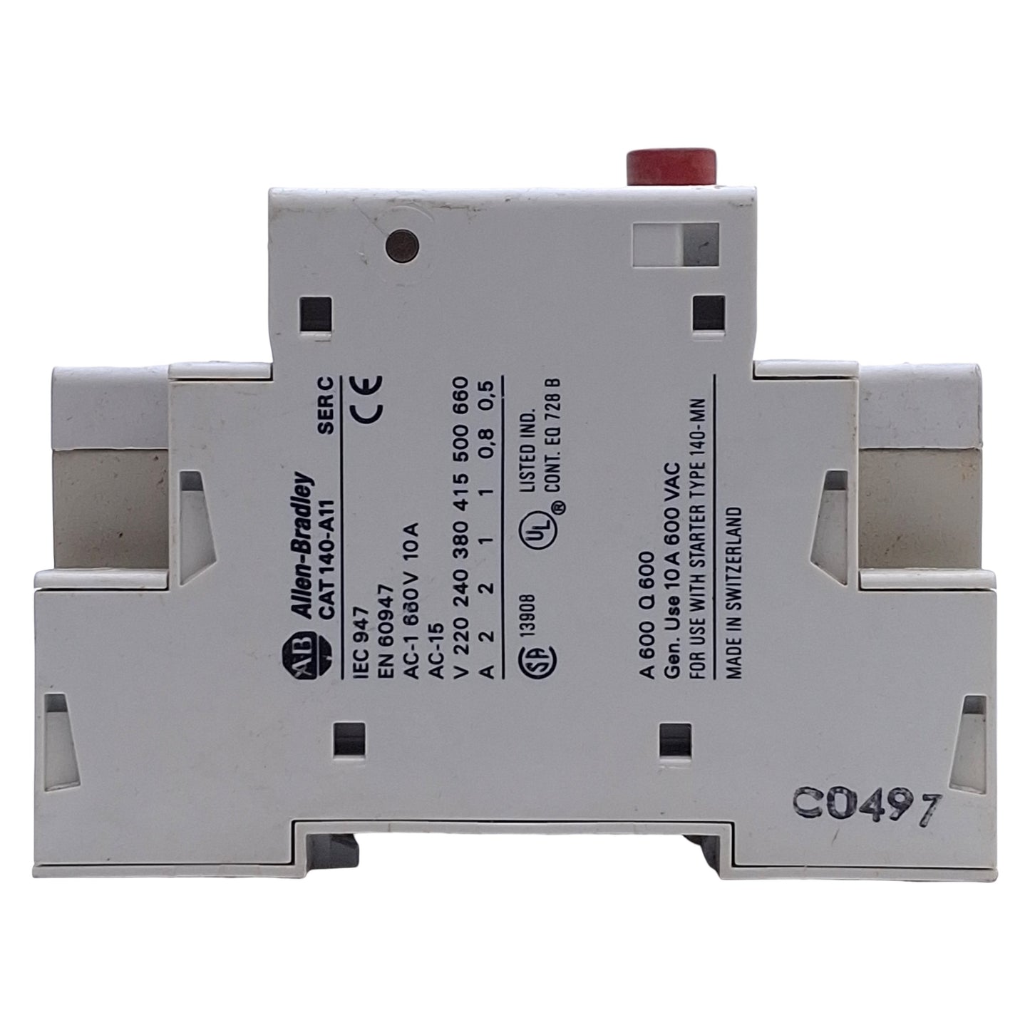 Used Allen Bradley 140-MN-0160 Manual Motor Starter W/140-A11 AUX, 1-1.6A, 115-575VAC