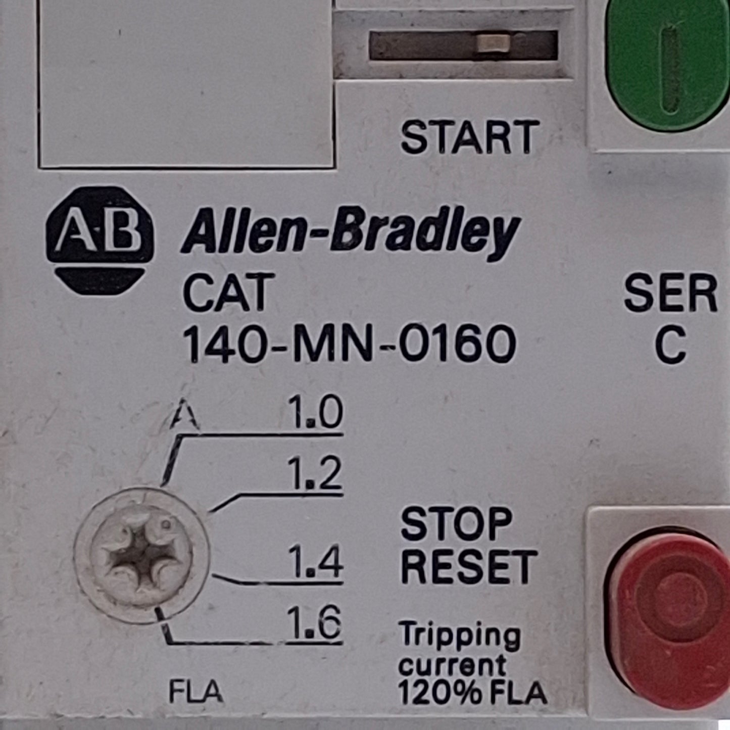 Used Allen Bradley 140-MN-0160 Manual Motor Starter W/140-A11 AUX, 1-1.6A, 115-575VAC