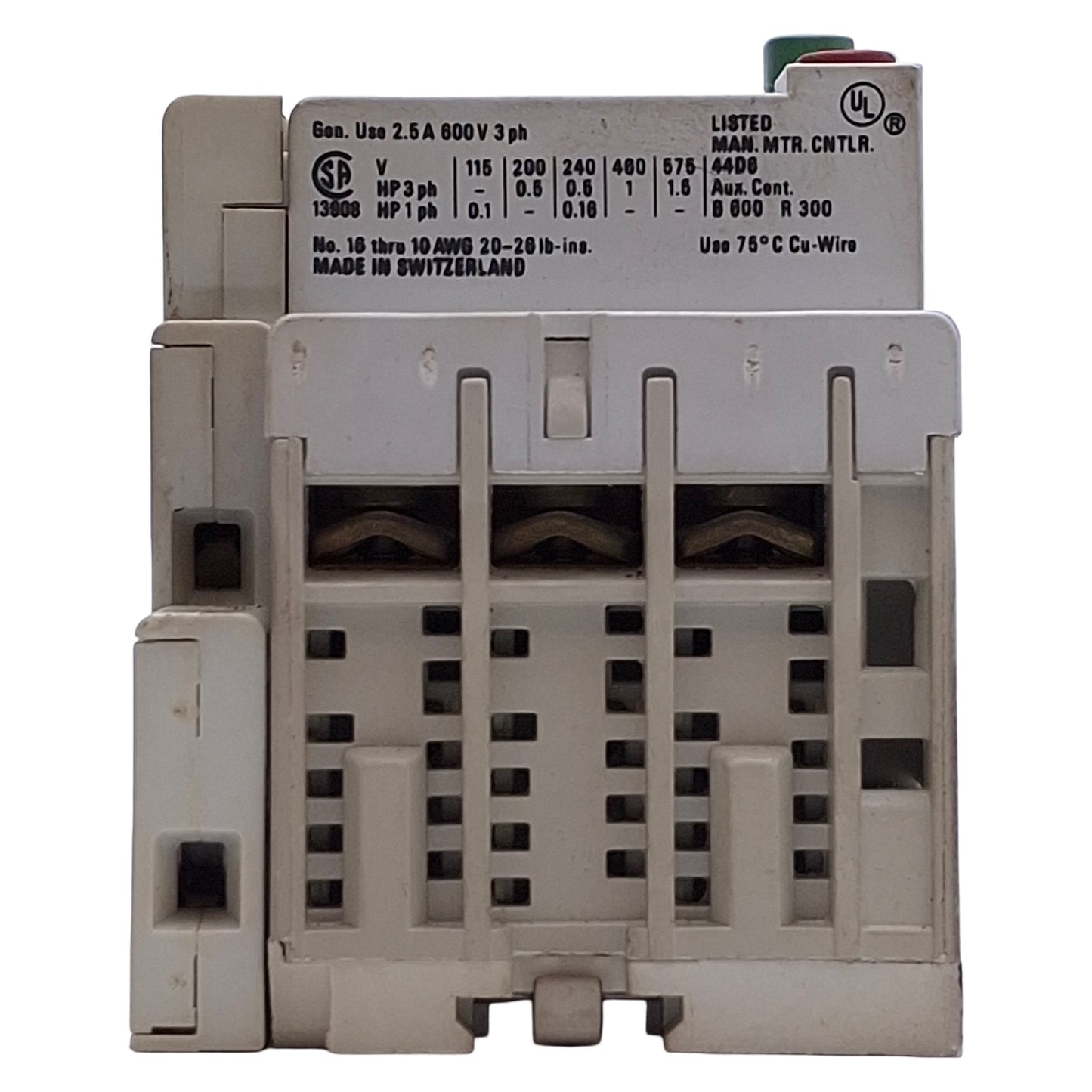 Used Allen Bradley 140-MN-0040 Manual Motor Starter w/140-A11 AUX, 0.25-0.4A