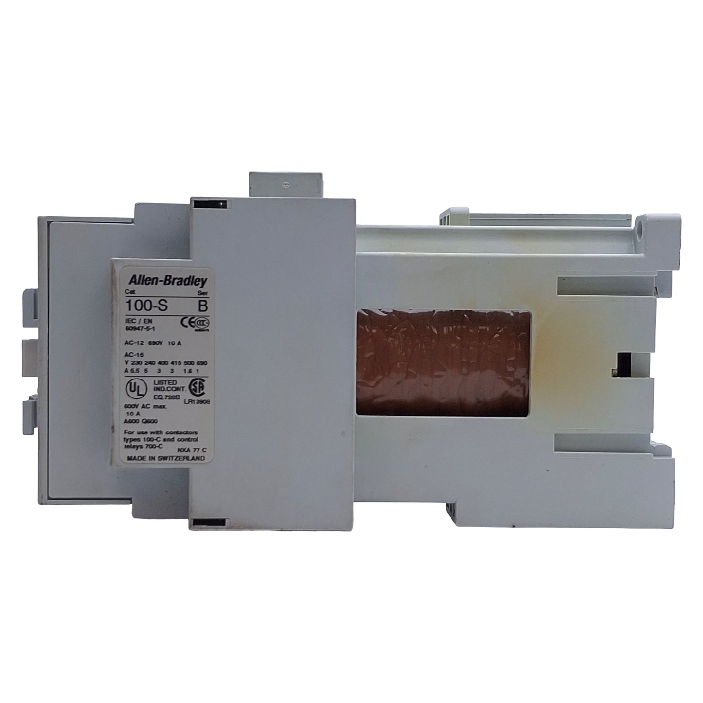 Used Allen Bradley 100-C30ZJ00 Contactor w/AUX 3-Pole, 1NO, 600VAC 30A, 24VDC Coil