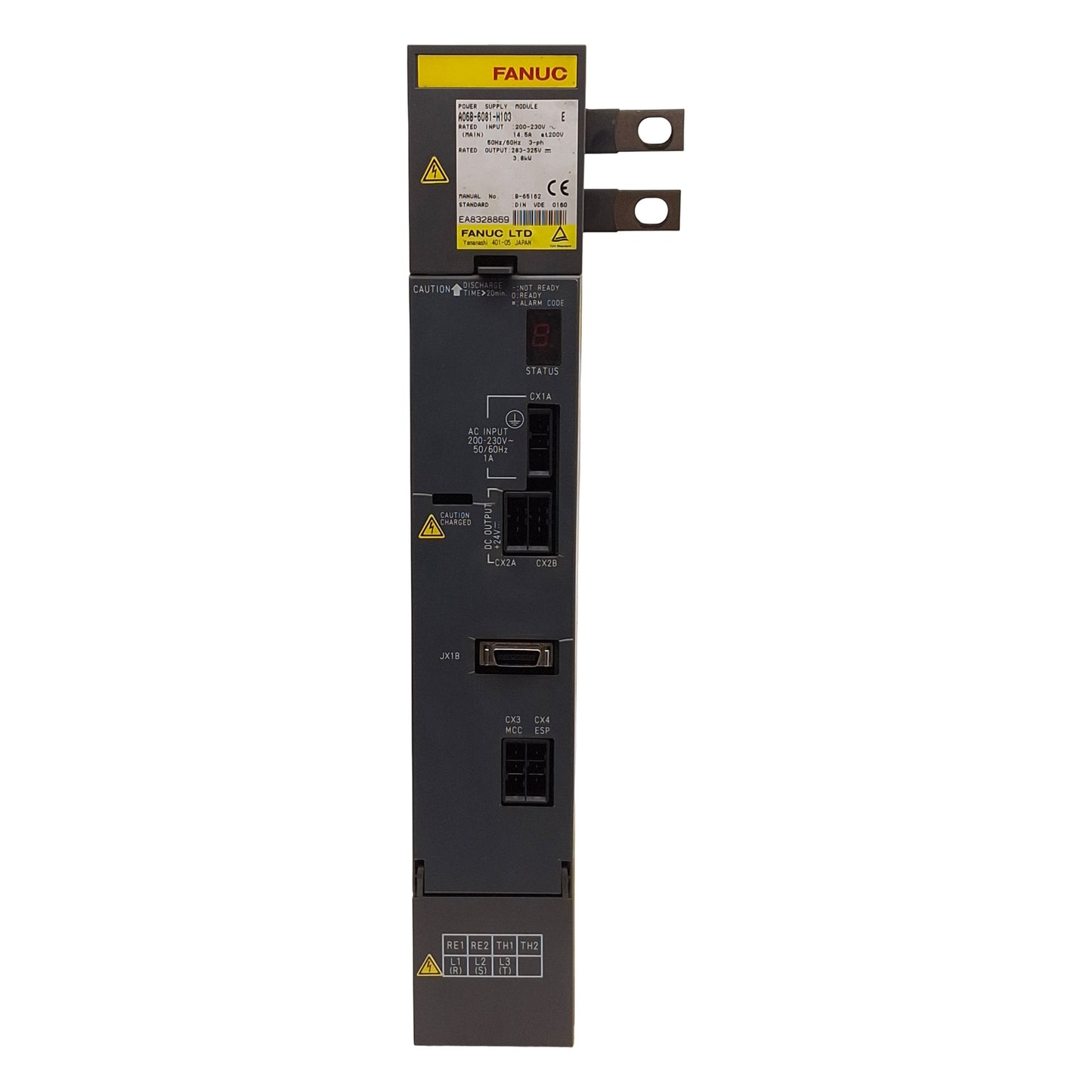 Used Fanuc A06B-6081-H103 Power Supply Module, 3.8kW, 3Ø 200-230VAC 14.5A Input